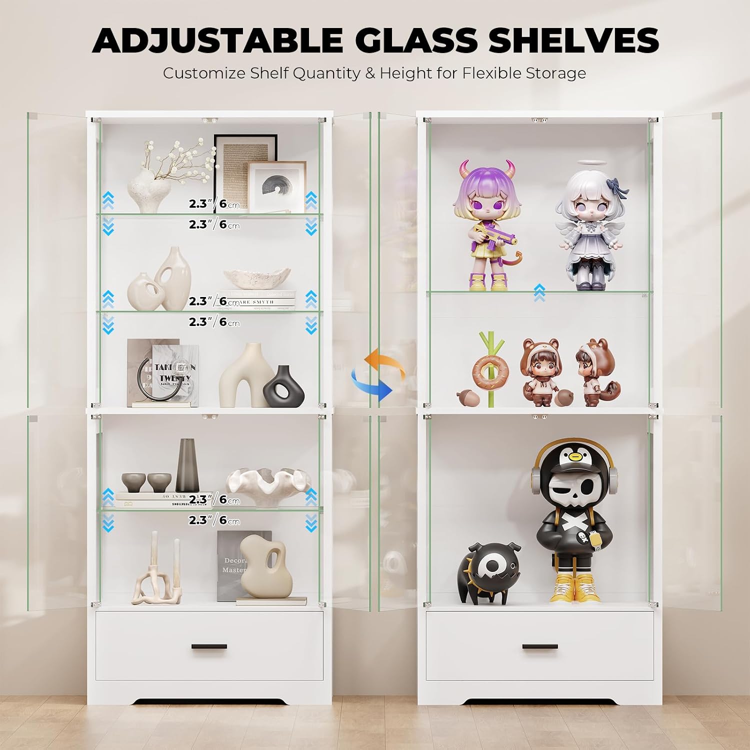 Detalle 2 de BROTTAR 80093 Six-Tier Display Cabinet with Glass Doors and Three-Colour Lights