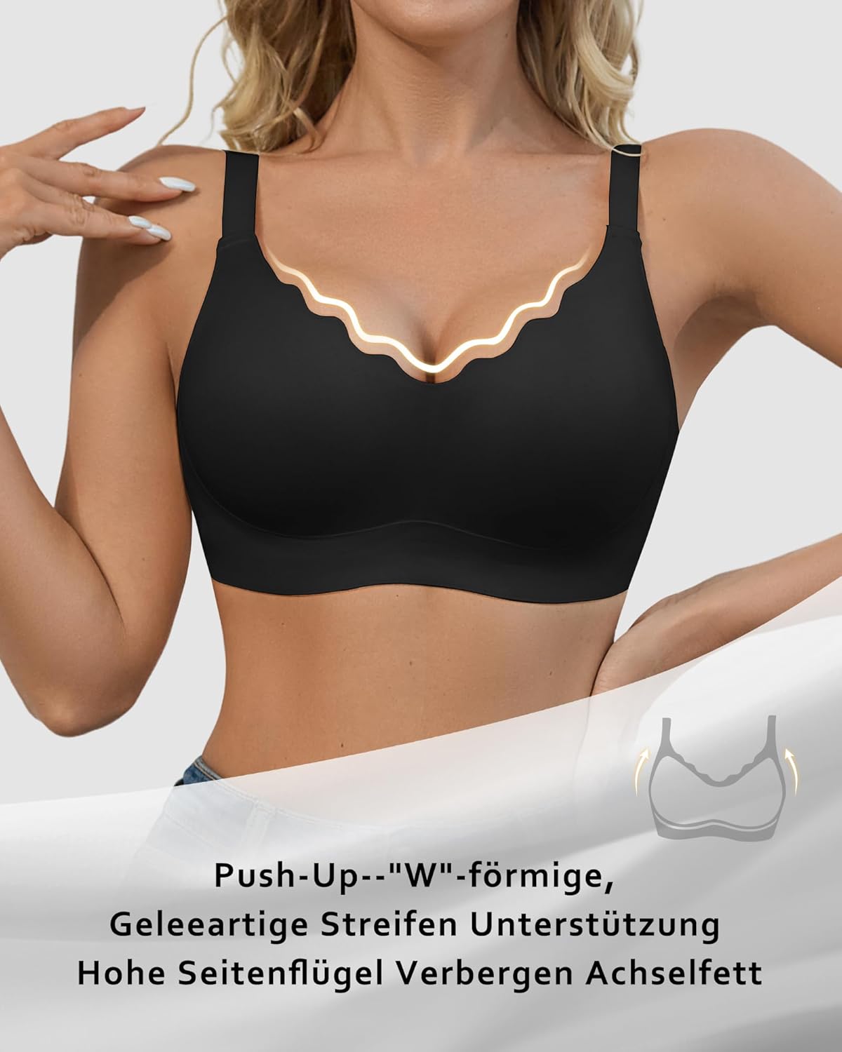 Thumbnail 2 de SHARICCA BH Damen Ohne Bügel – Nahtloser V-Ausschnitt, Gewellte Kanten & Push-Up