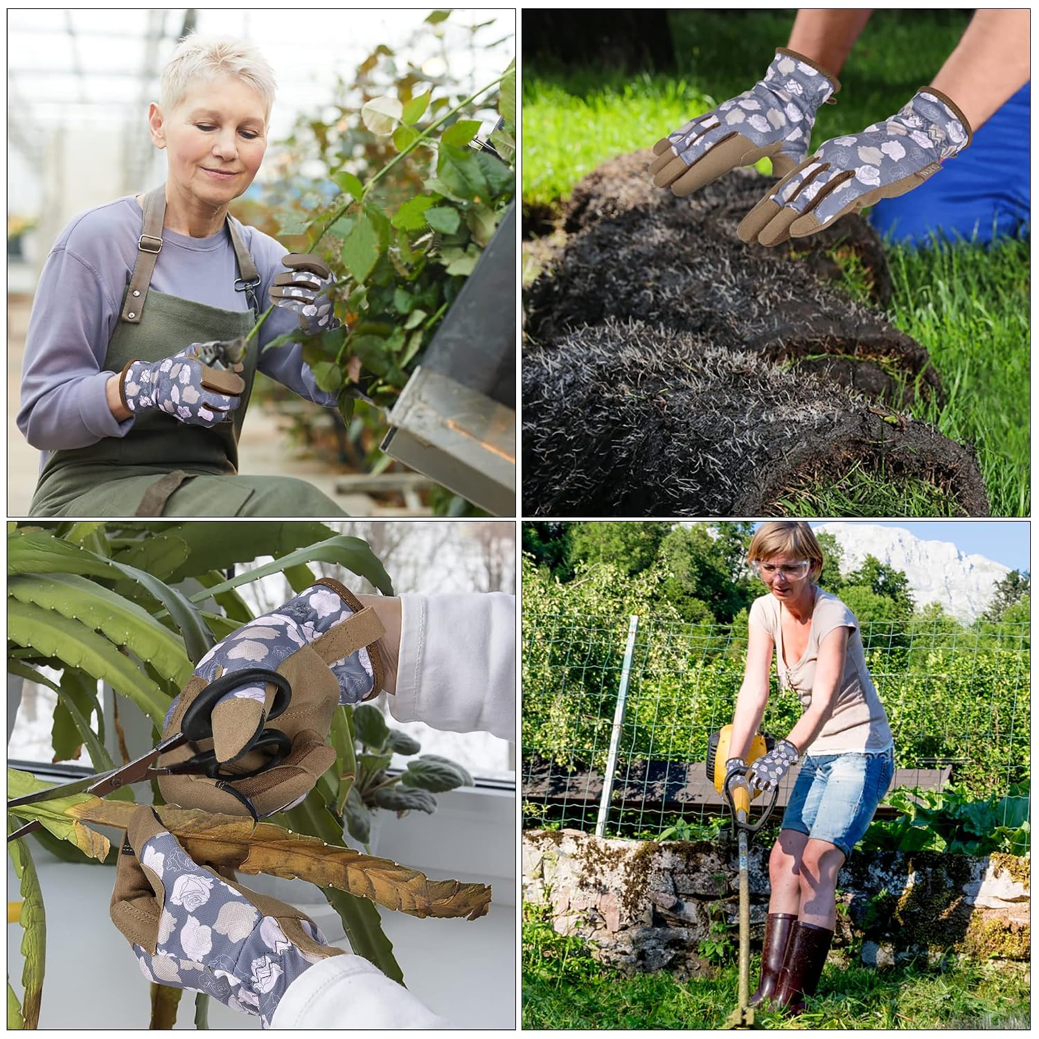 Thumbnail 5 de Gartenhandschuhe für Frauen und Männer mit Touchscreen – dornen- und durchstichfeste Arbeitshandschuhe (braune Blume, S)