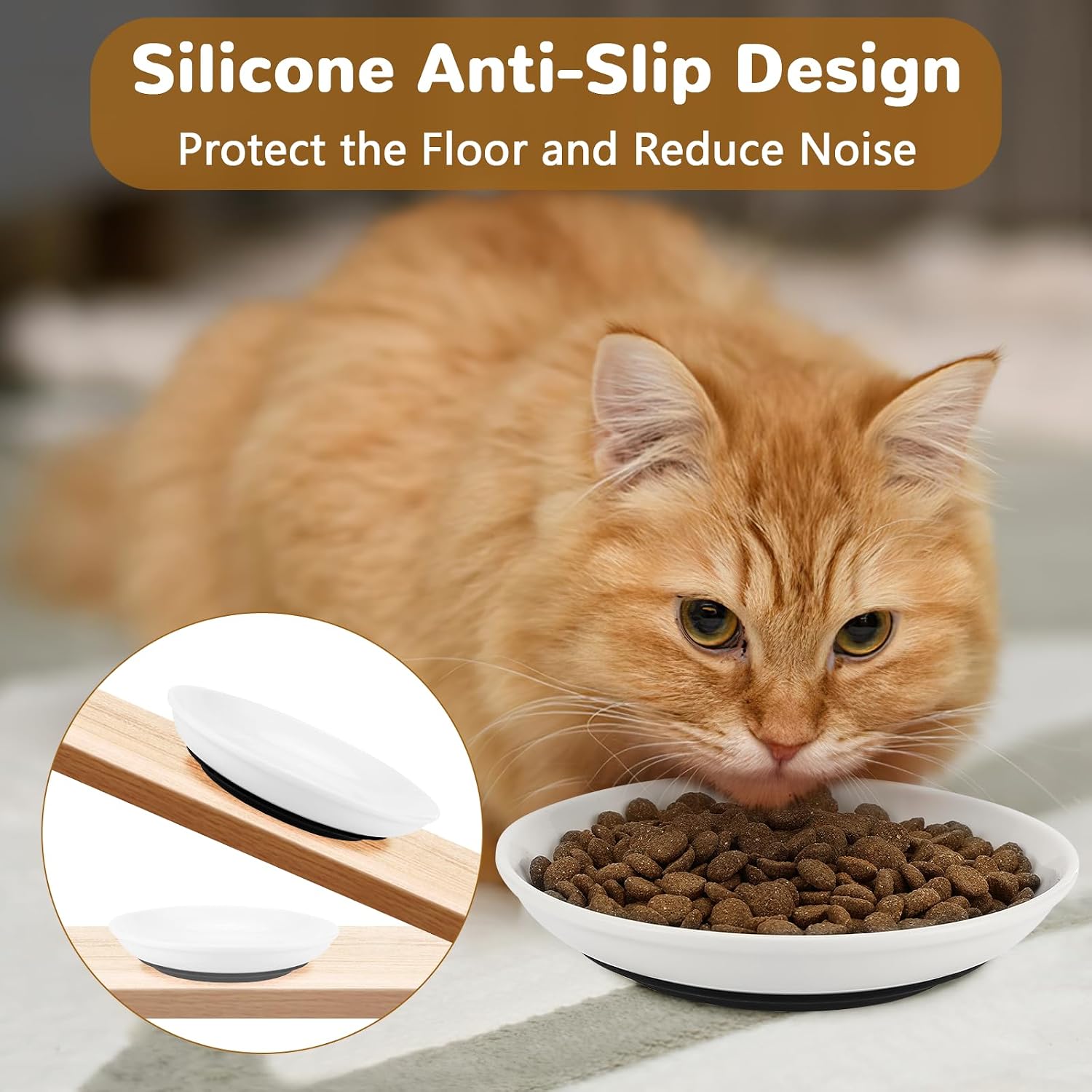 Thumbnail 3 de Katzennapf Keramik – 3er-Set flache Futternäpfe mit rutschfestem Silikonboden