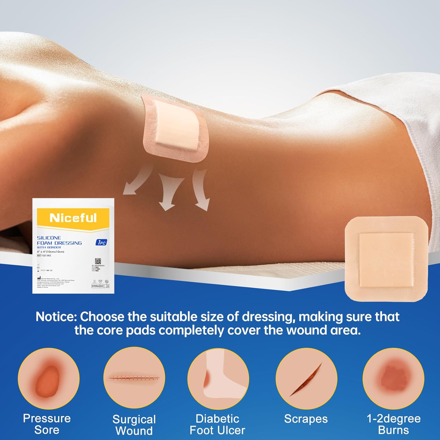 Thumbnail 3 de Niceful 4" Silicone Foam Dressing ⚙