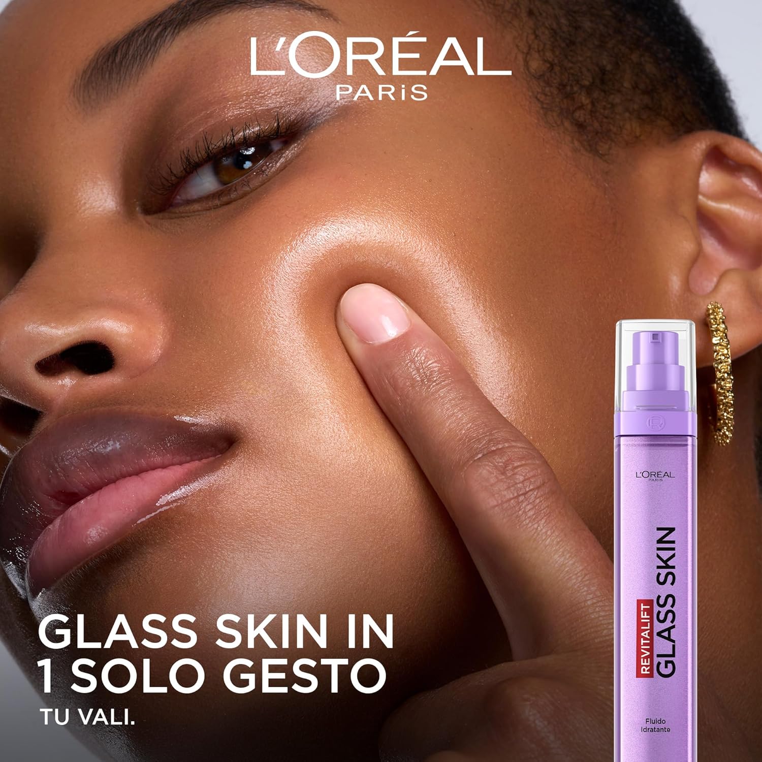 Detalle 2 de L'Oréal Paris Fluido Idratante Revitalift Filler Glass Skin 50 ml – Idratazione intensa e effetto pelle di vetro