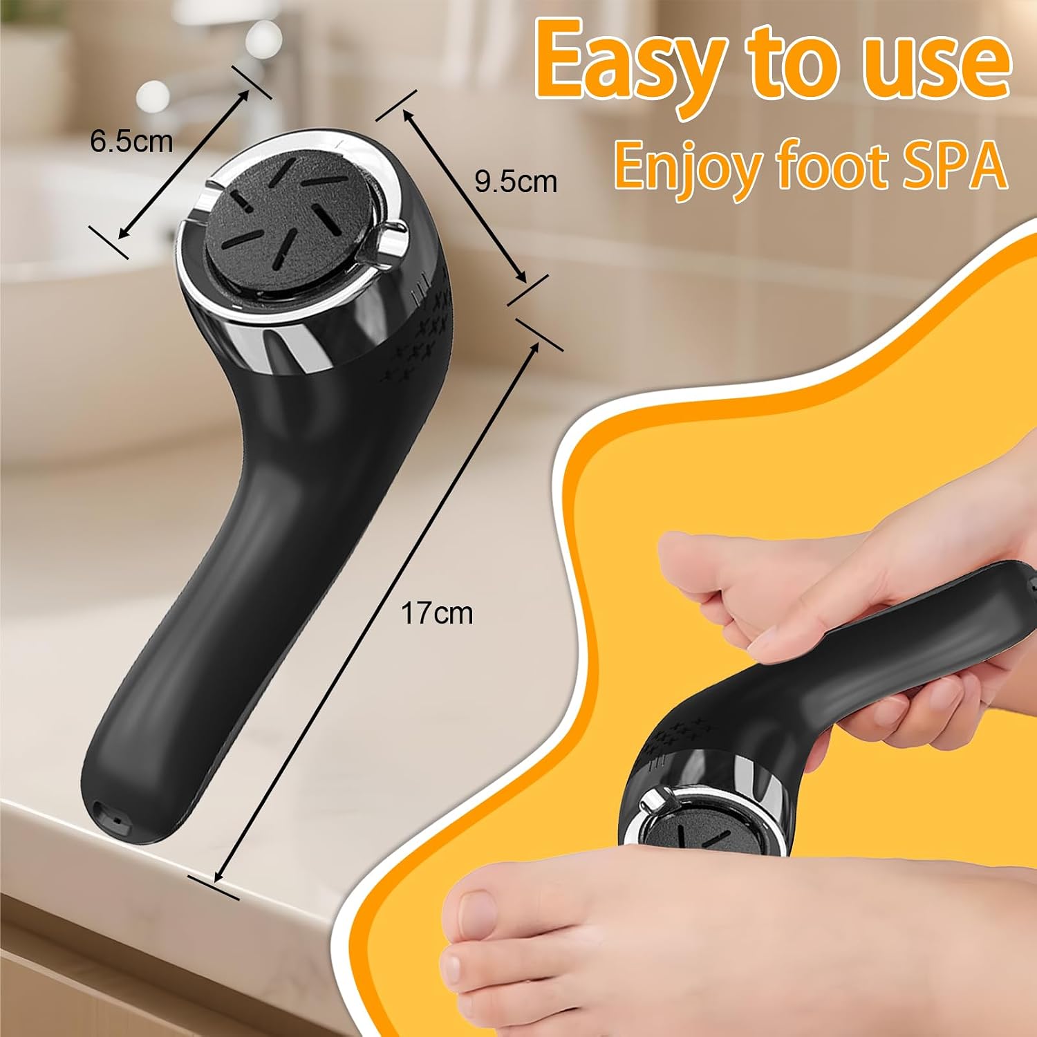 Thumbnail 5 de Electric Foot File & Callus Remover with Vacuum – 3 Grinding Heads, LCD Display, USB Rechargeable
