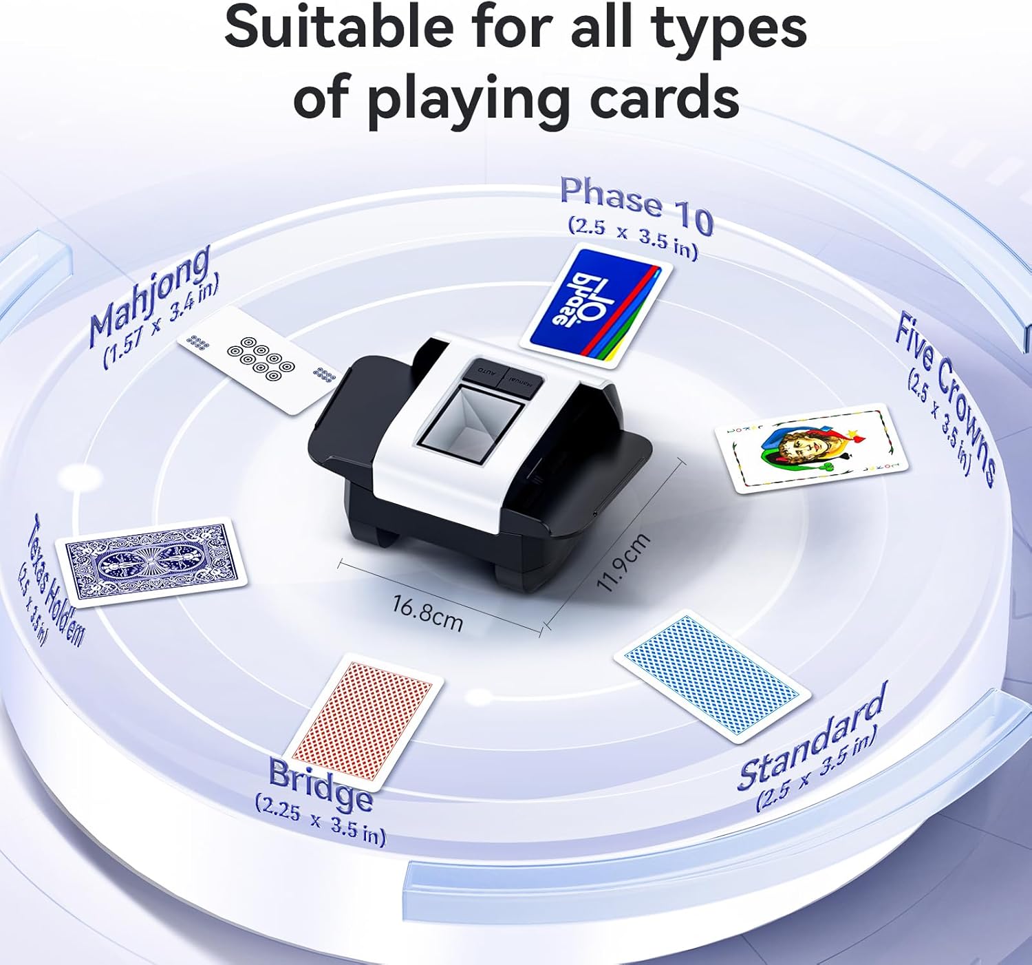 Thumbnail 1 de XPAW Automatic Card Shuffler (X1) for 1–2 Decks with Dual Auto/Manual, USB-C Rechargeable
