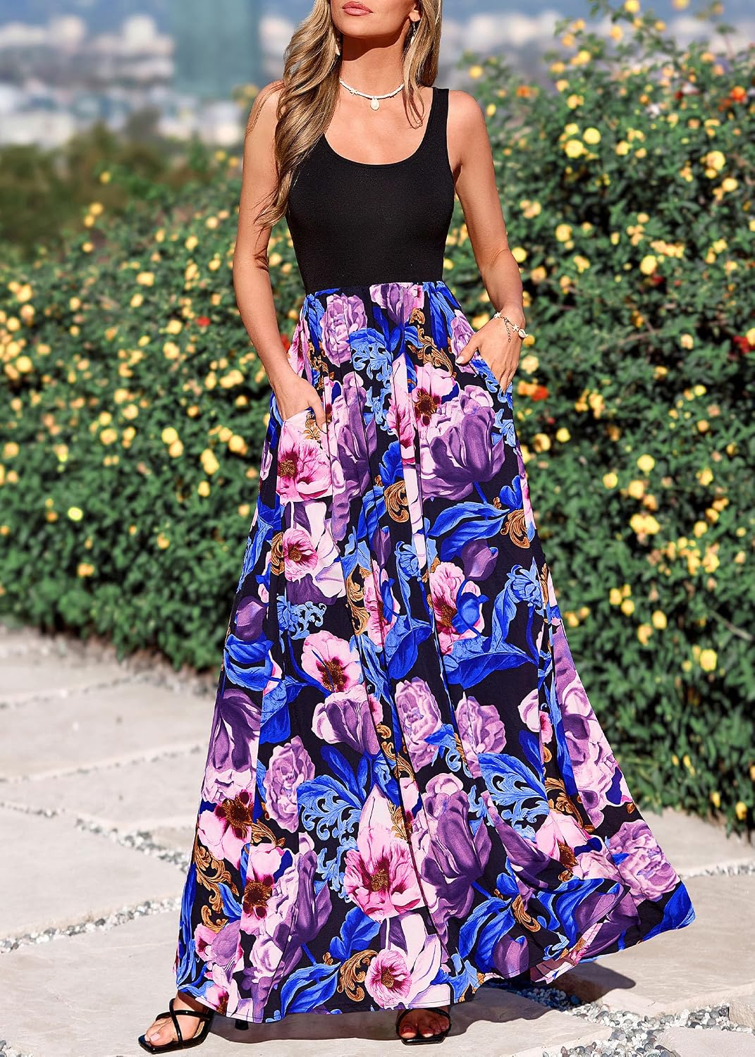 Thumbnail 4 de KIRUNDO Women Summer Sleeveless Boho Floral Maxi Dress 2026