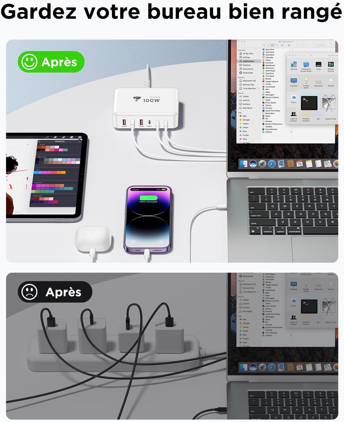 Thumbnail 6 de Chargeur USB-C 100 W 6 ports Aioneus (3 USB-C + 3 USB-A) avec charge rapide