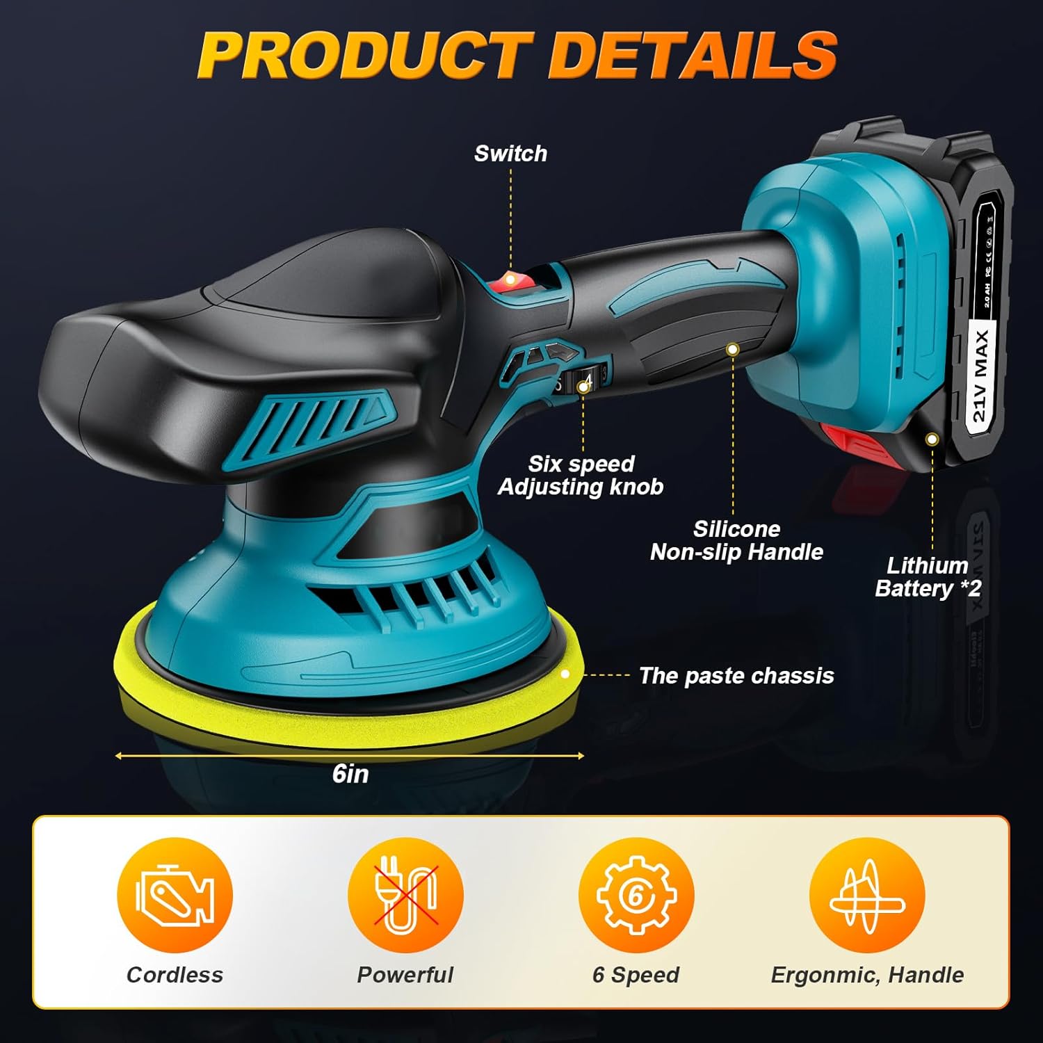 Thumbnail 3 de Akku Poliermaschine 150 mm Exzenter 2×21V