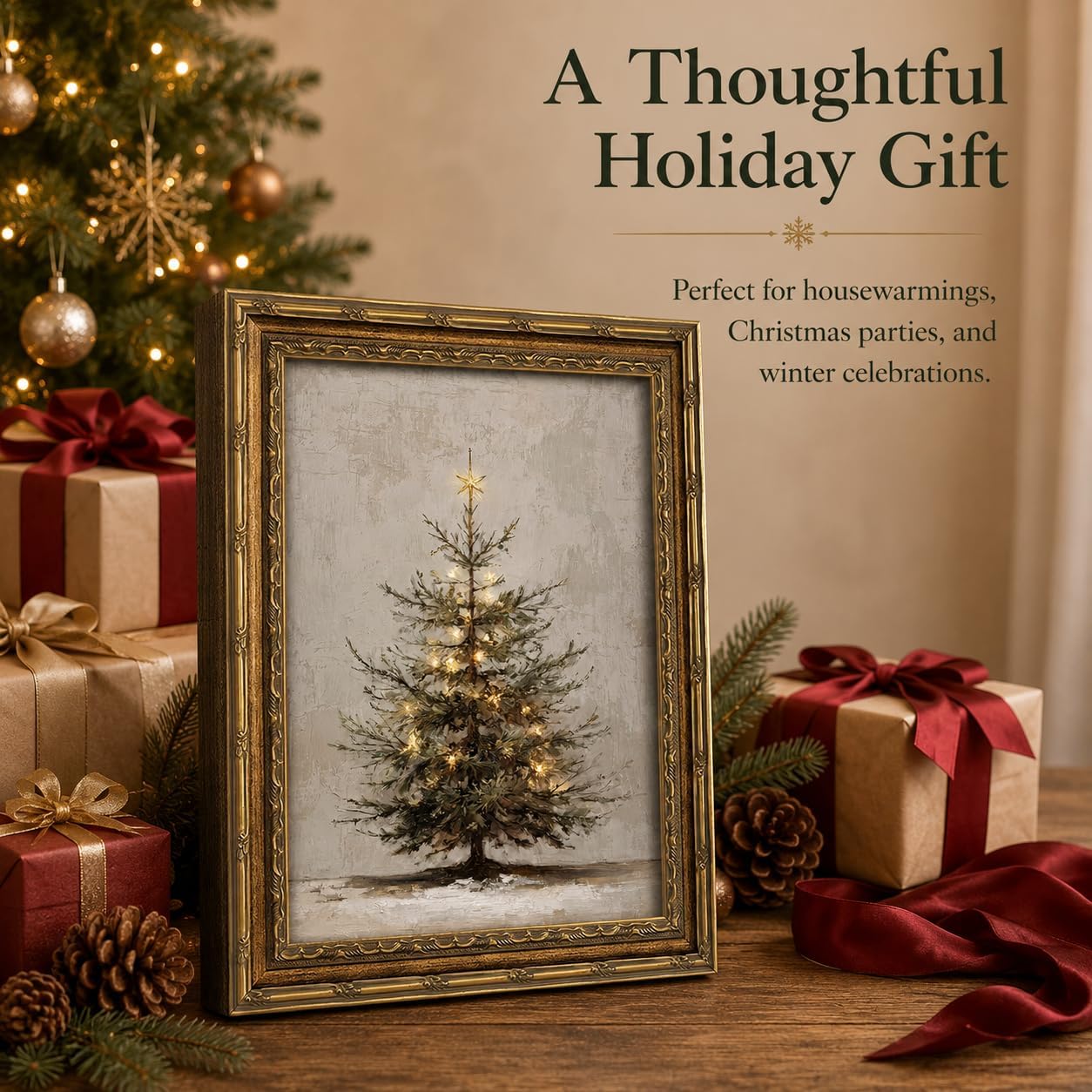 Thumbnail 6 de Gold Framed Christmas Tree Wall Art, 12x16 inch