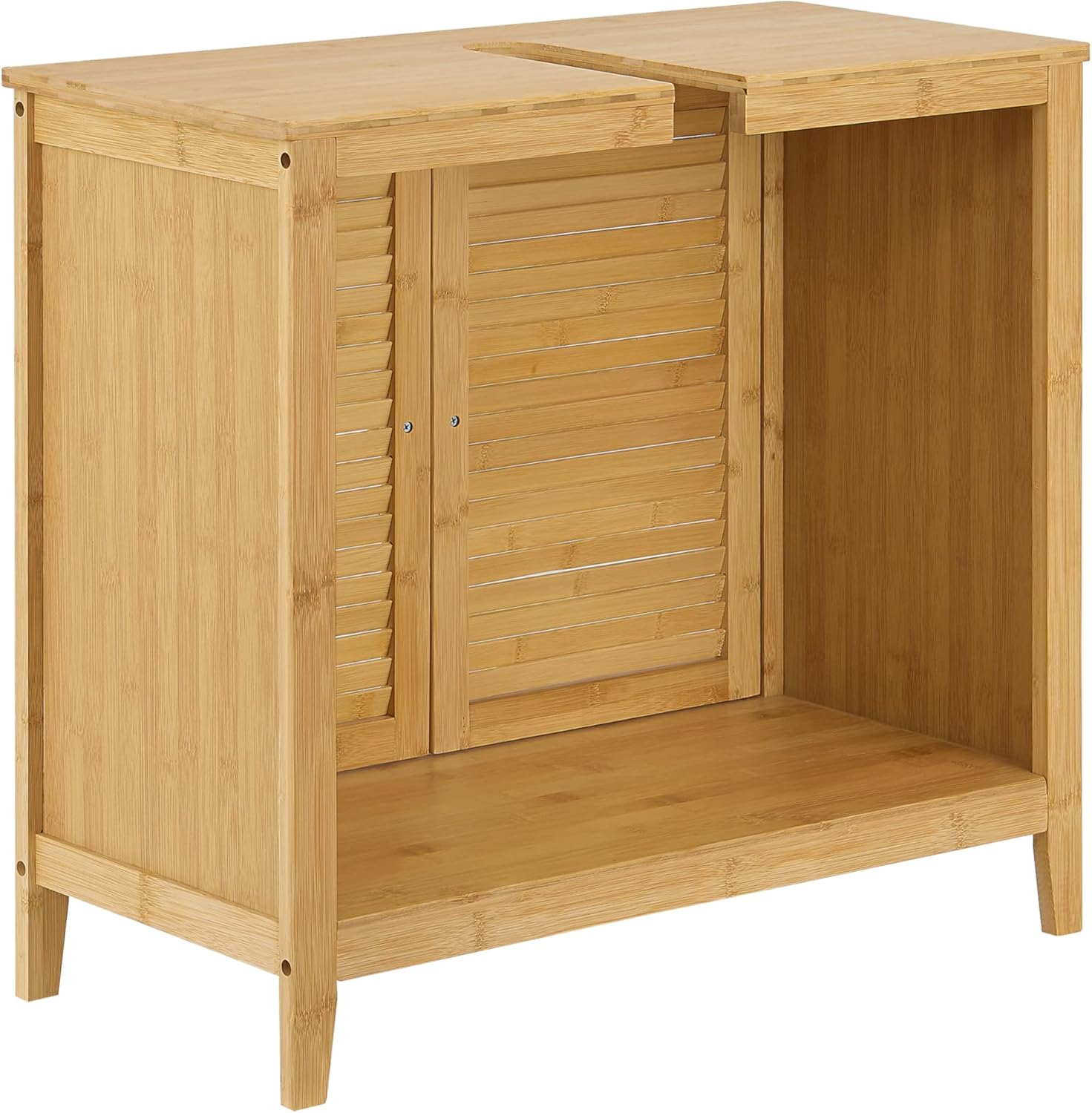 Thumbnail 5 de [en.casa] Meuble sous lavabo en bambou naturel à 2 portes (60 x 67 x 30 cm)