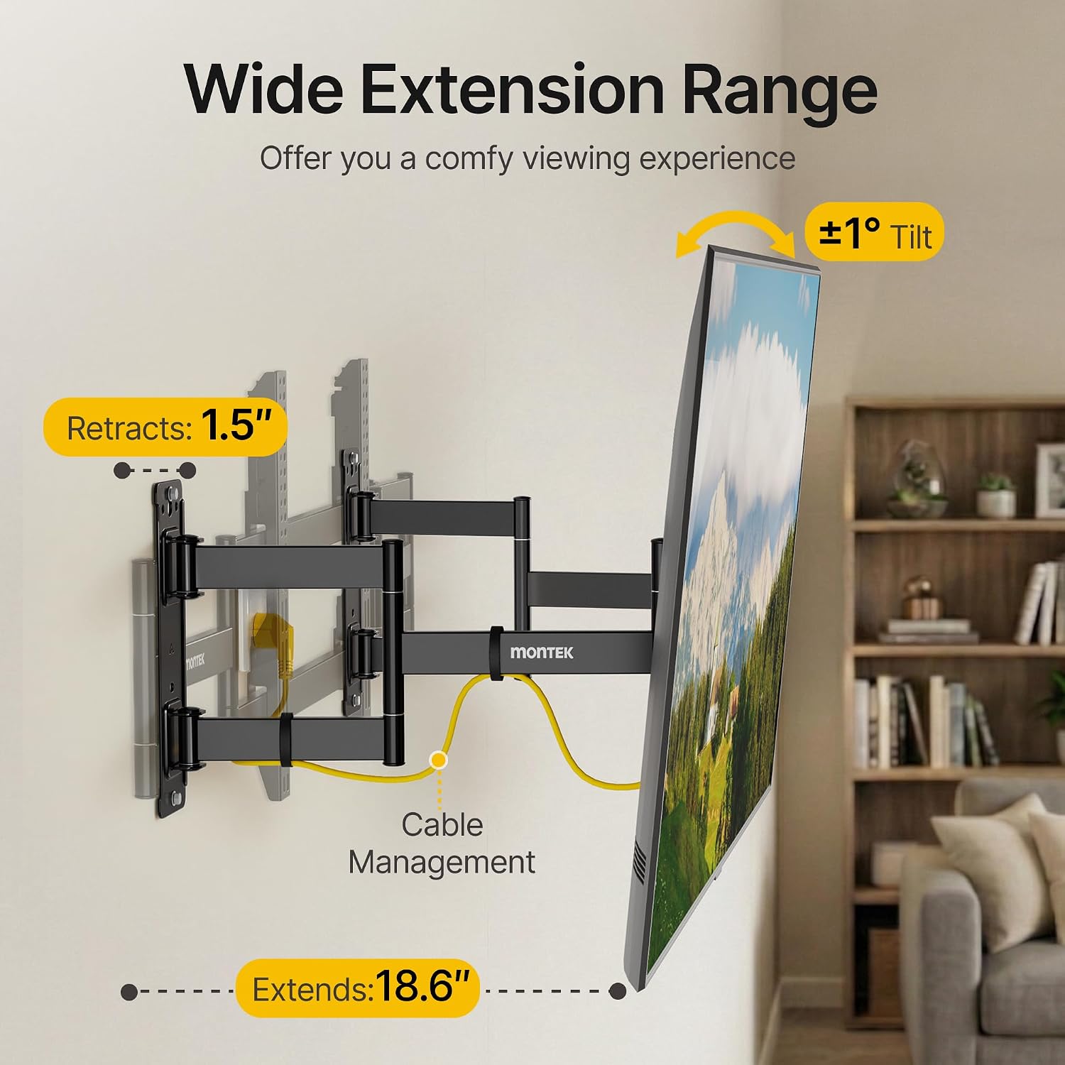 Thumbnail 2 de monTEK Full Motion Corner TV Wall Mount for 55-90 Inch TVs