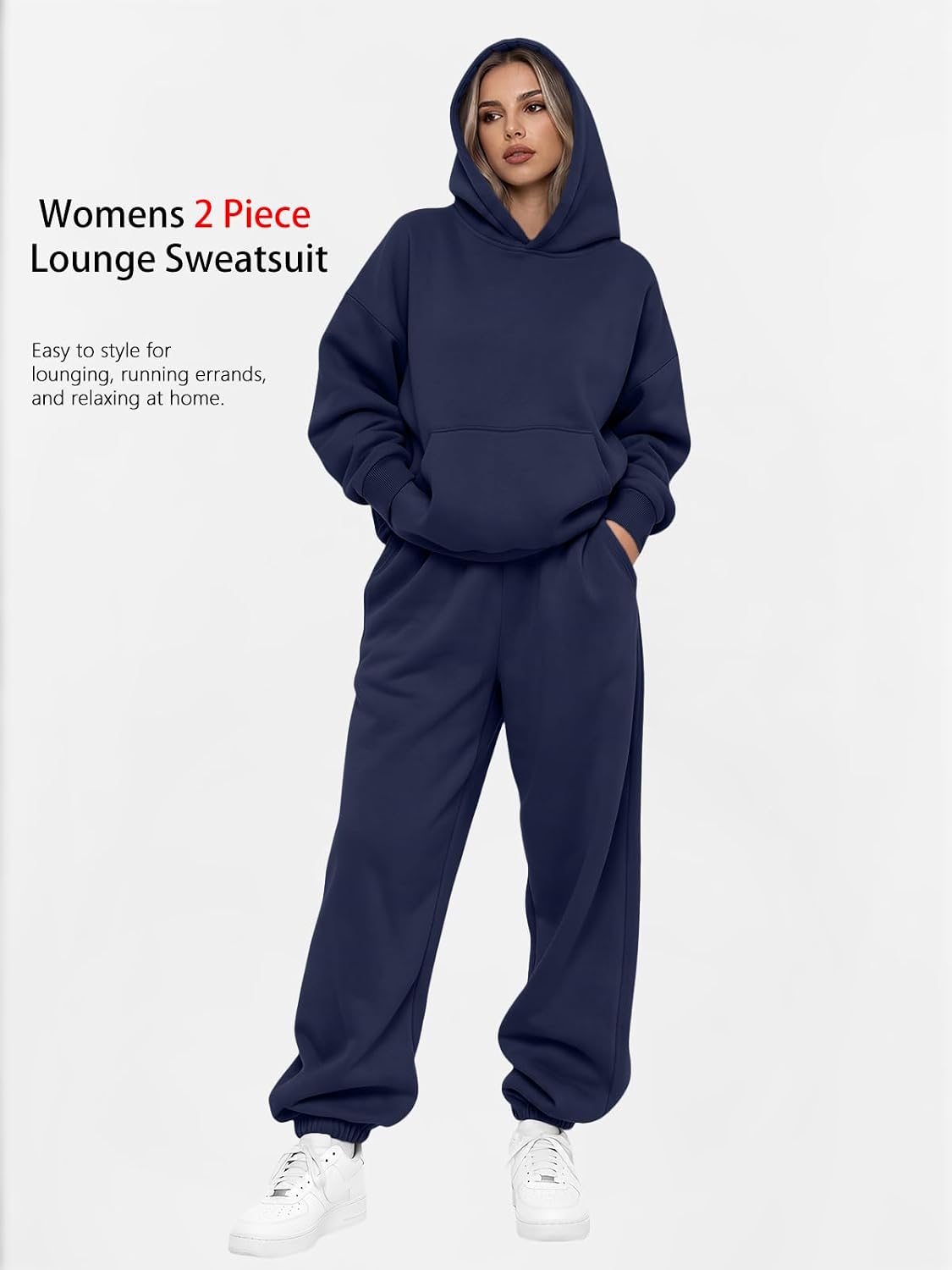 Detalle de AUTOMET Womens 2 Piece Lounge Hoodie Sweatsuit Set (Plus Size)