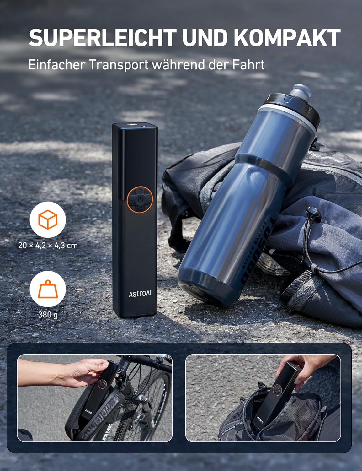 Thumbnail 4 de AstroAI Fahrradpumpe Elektrische Luftpumpe 150 PSI