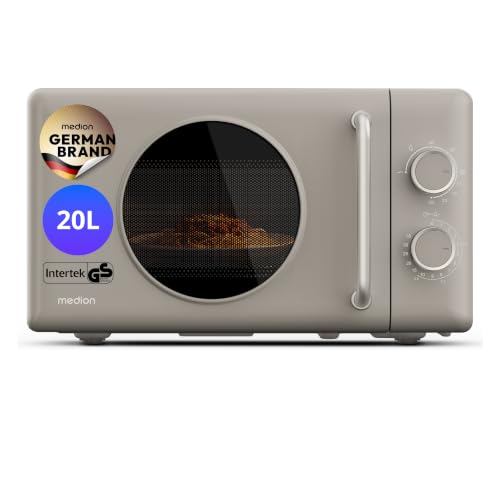Detalle de MEDION Retro Mikrowelle mit Grill – 20 Liter klein & kompakt, sandbeige