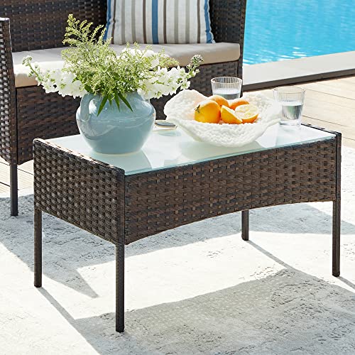 Detalle de SONGMICS Conjunto de Muebles de Jardín GGF004K05 – Ratán PE, marco de metal y cojines 5 cm