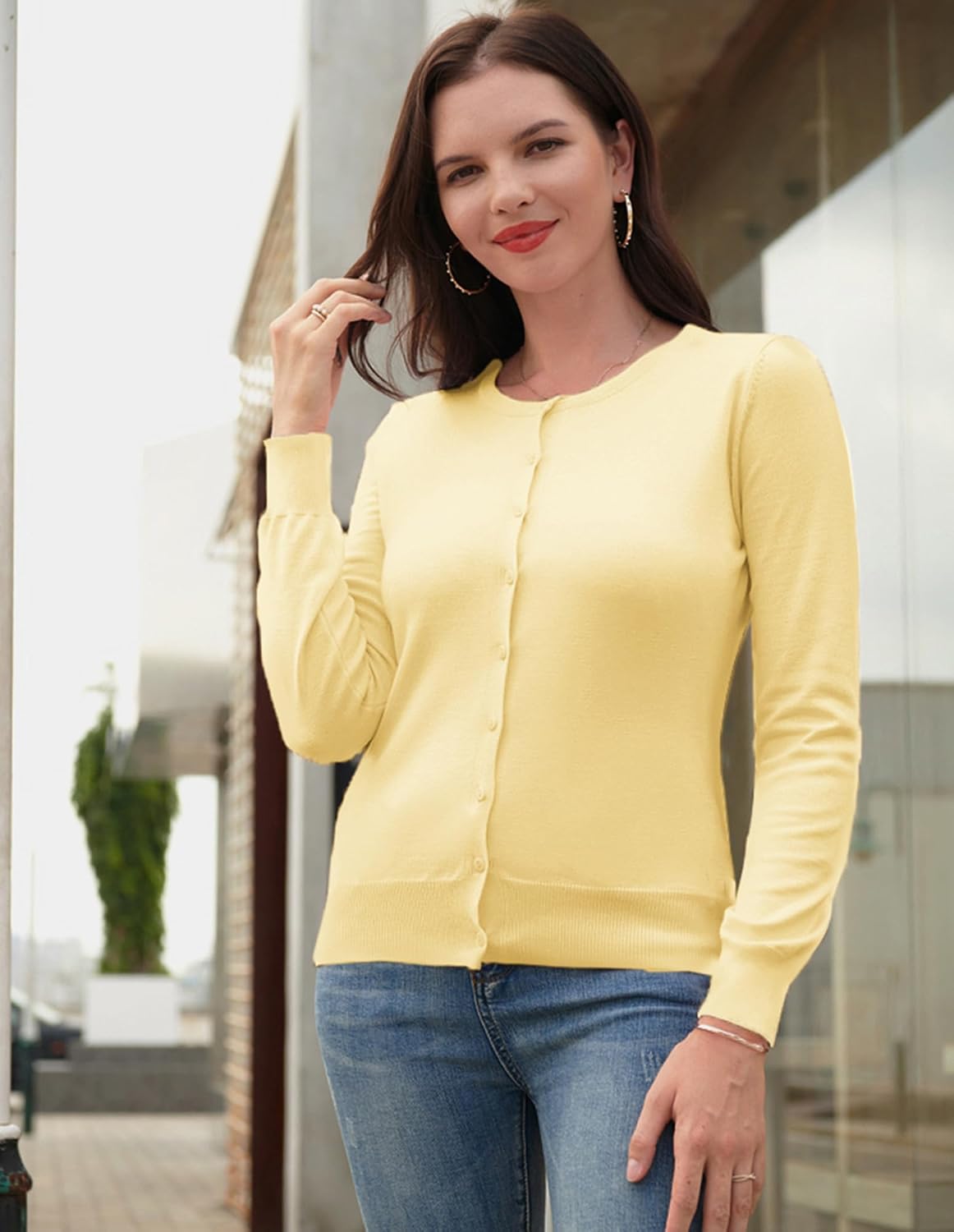 Detalle 2 de GRACE KARIN Women's Button-Down Cardigan, Lightweight Long-Sleeve Knit