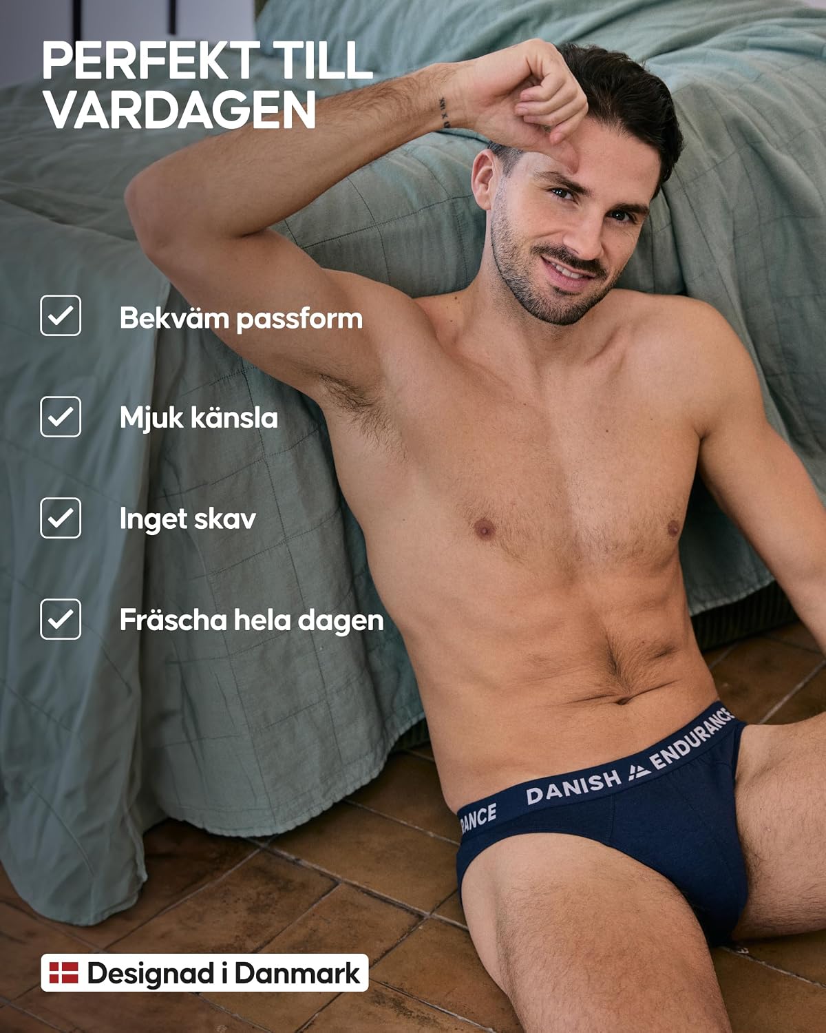 Detalle de DANISH ENDURANCE bambukalsonger för herr, låg skärning och stretch, 3-/6-pack
