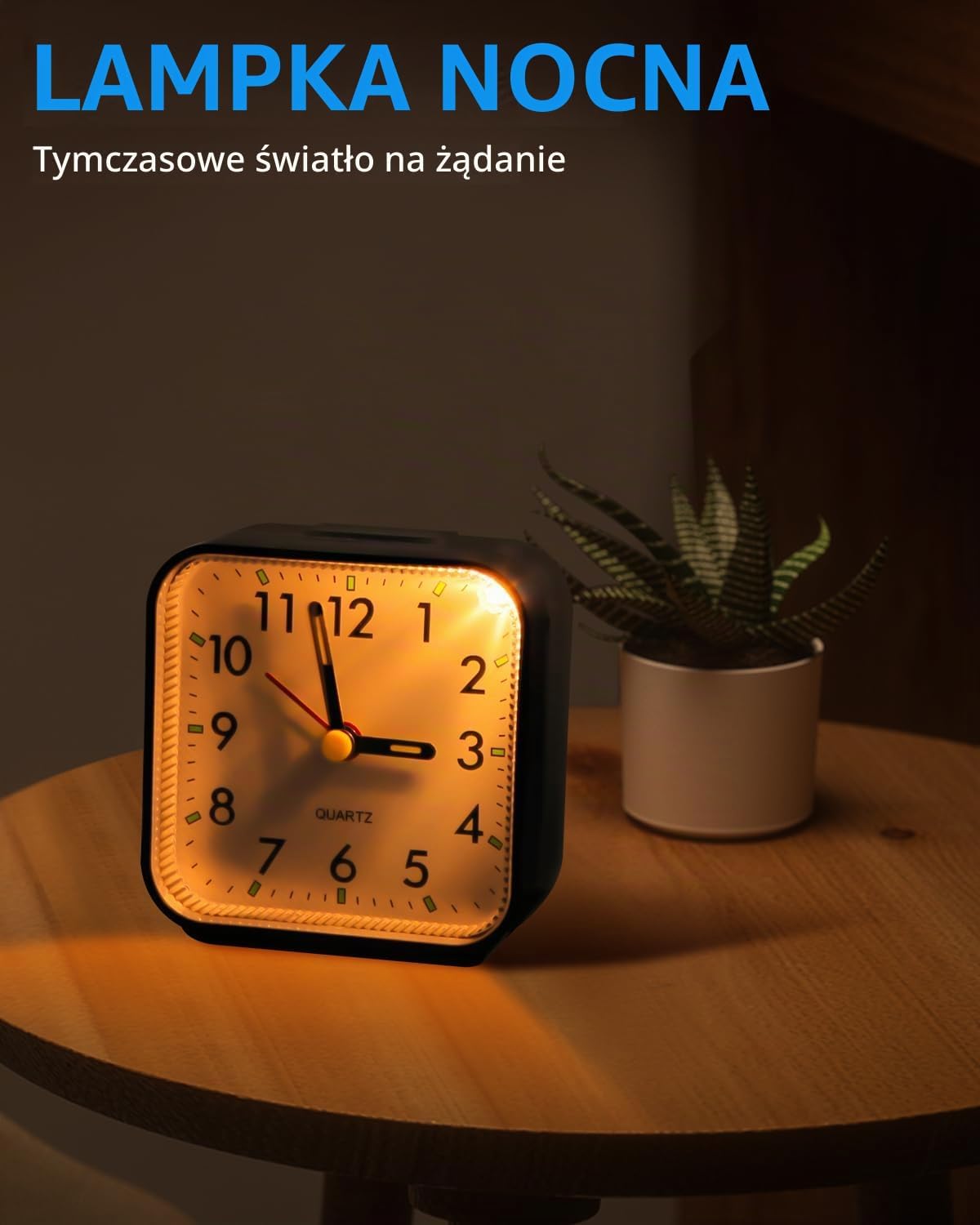 Detalle de Birshe 1 – cichy budzik analogowy z podświetleniem i drzemką