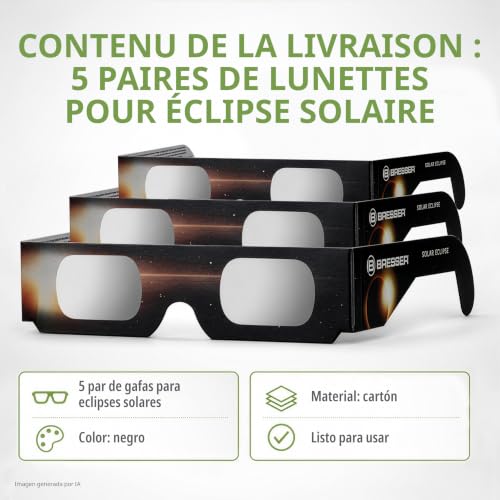Thumbnail 6 de Gafas Eclipse Solar BRESSER Design B (Pack 5) homologadas CE ISO 12312-2