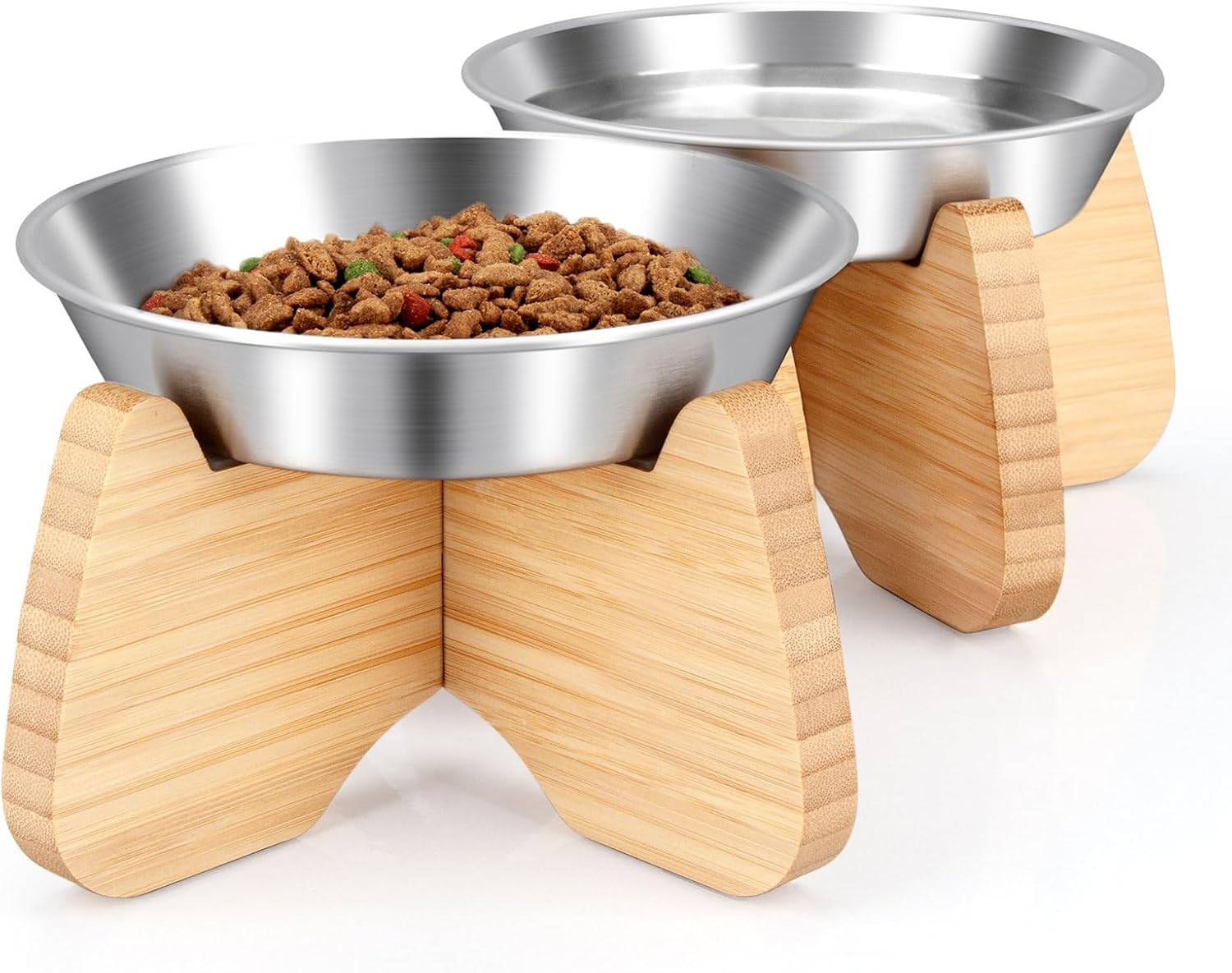 Thumbnail 6 de BULANGDE Raised Cat Bowls with Stainless Steel Bowls and Bamboo Stand (Non-slip, easy-clean)