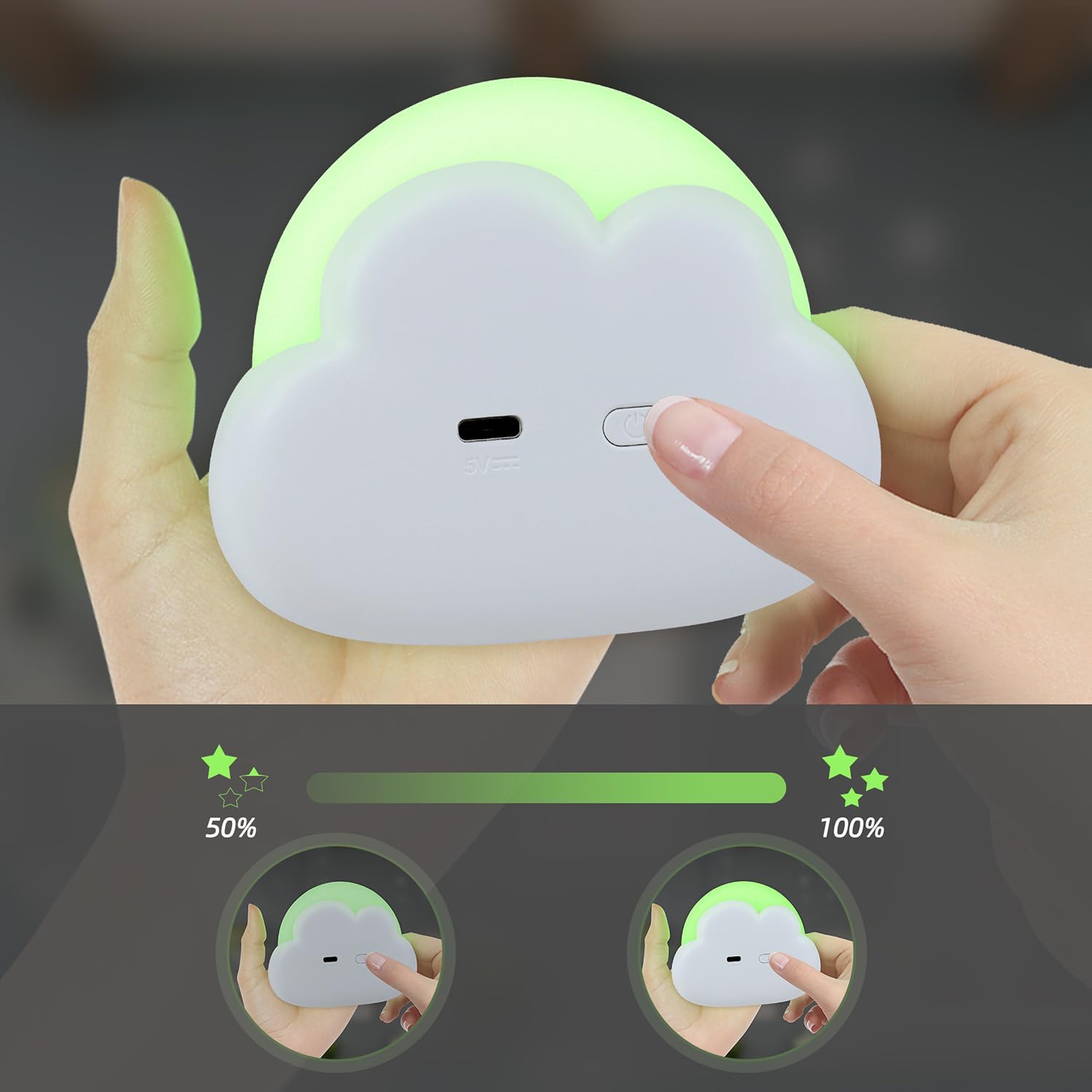 Detalle de Annmore Baby Night Light Cloud: Colour Changing, Rechargeable and Dimmable