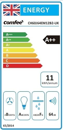 Thumbnail 9 de COMFEE' 60cm Angled Cooker Hood (A++, Wall Mounted, Black)