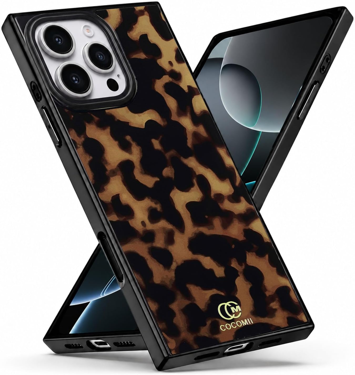 Detalle de COCOMII iPhone 16 Pro Rectangle Case, Chestnut Tortoiseshell, MagSafe-Compatible