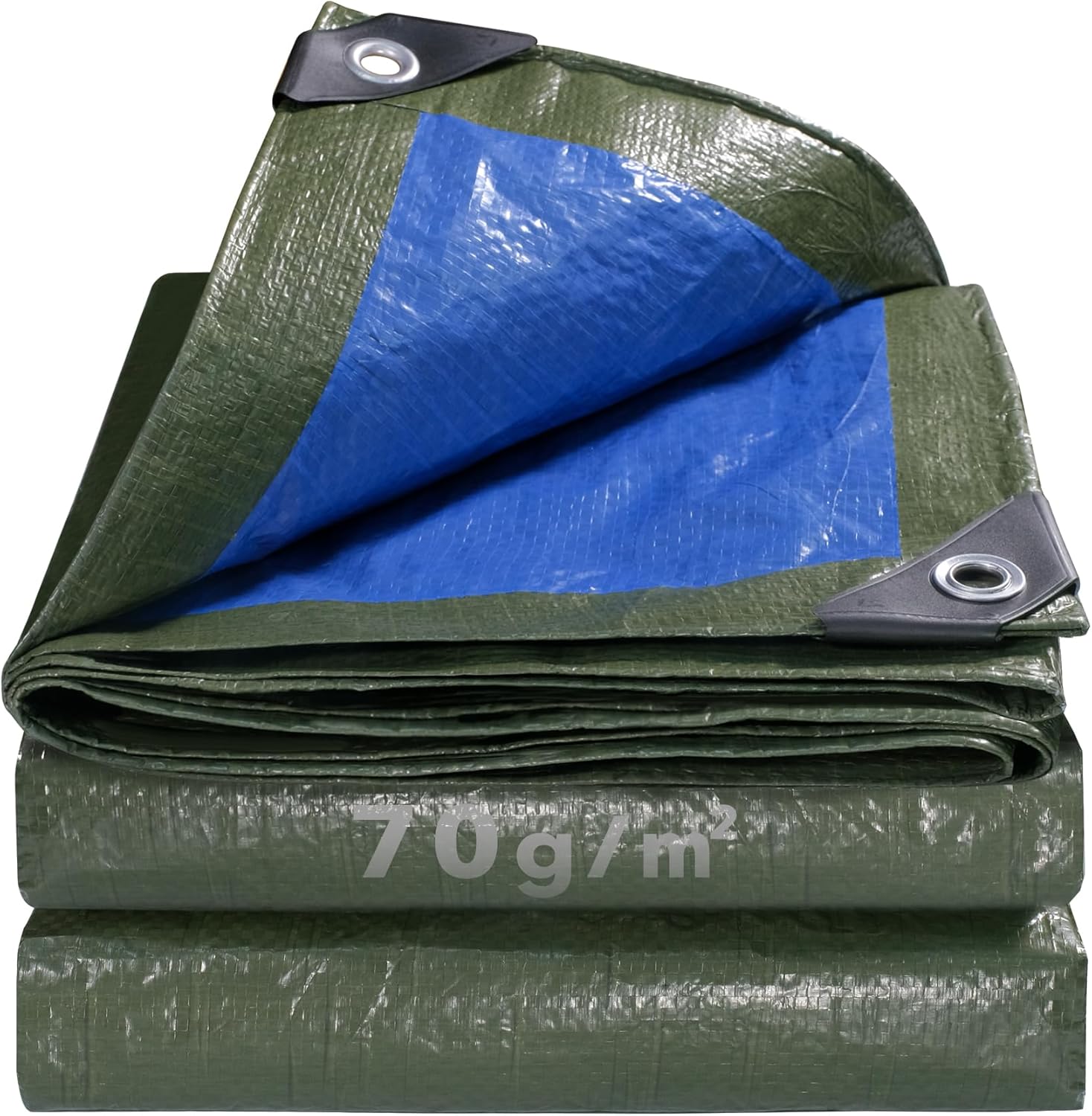 Detalle de COVALL 8x10m Waterproof Tarpaulin (70g/m²) – UV Resistant HDPE Green/Blue Double-Sided Cover