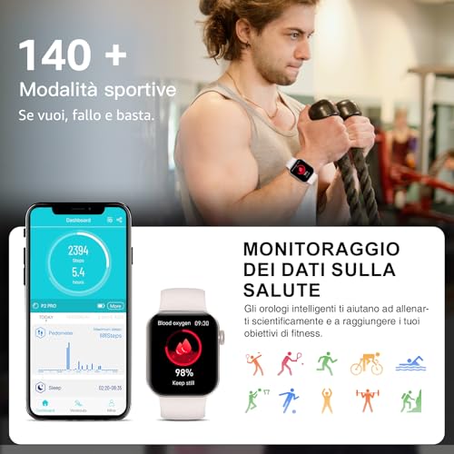 Thumbnail 4 de ASEEYIRJ Smartwatch P2 1,85'' Unisex con Chiamate Bluetooth, 140+ Sport e Impermeabilità IP68