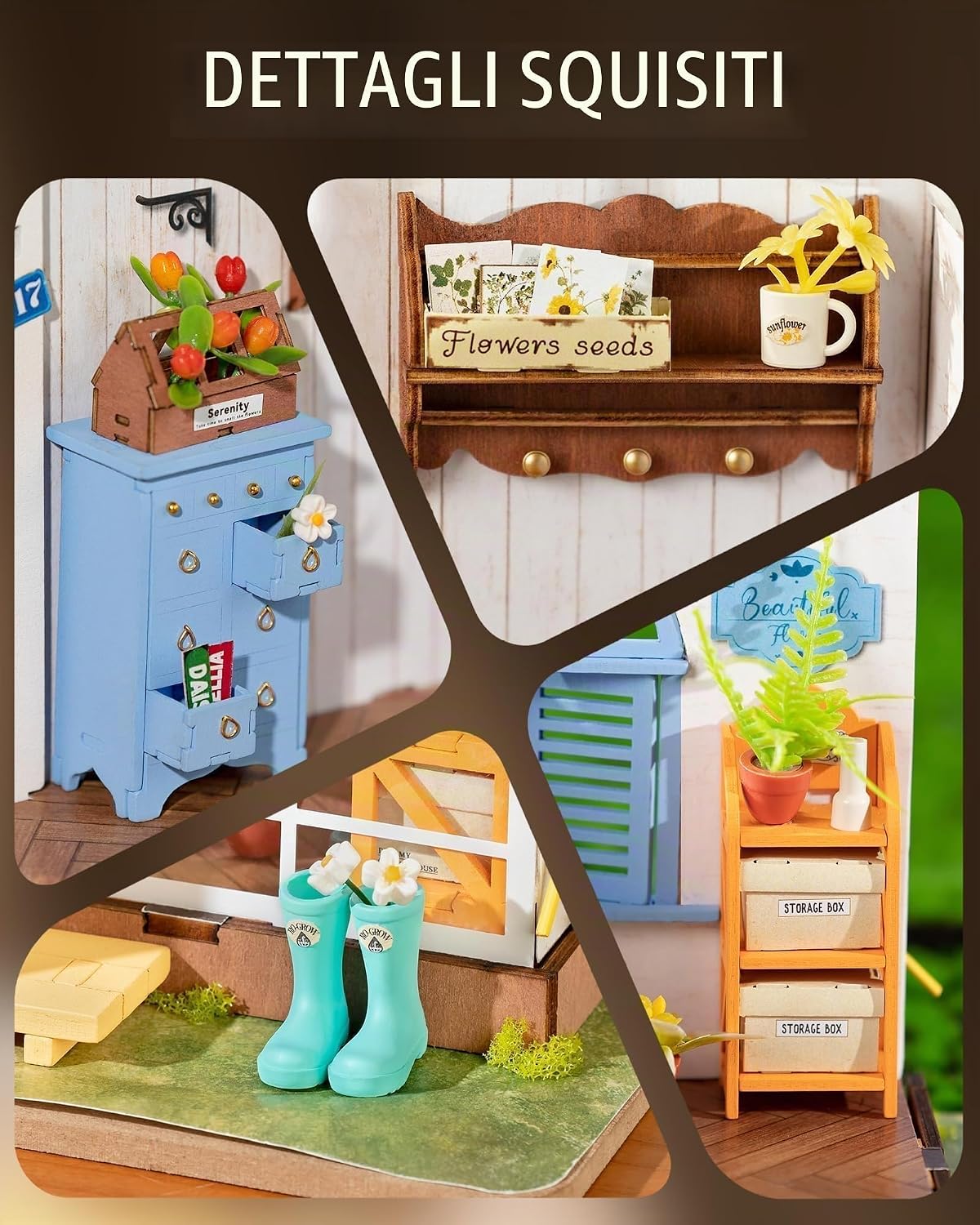 Detalle 2 de ROWOOD Kit Casa Delle Bambole – Casa Da Giardino in Legno, 1:20, DIY, Regalo Creativo