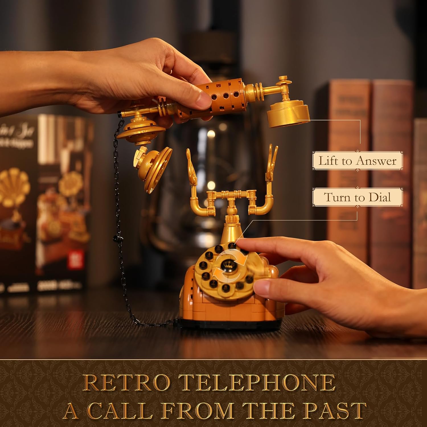 Detalle de Brihappen 3 in 1 Retro Camera, Telephone & Record Player Building Blocks