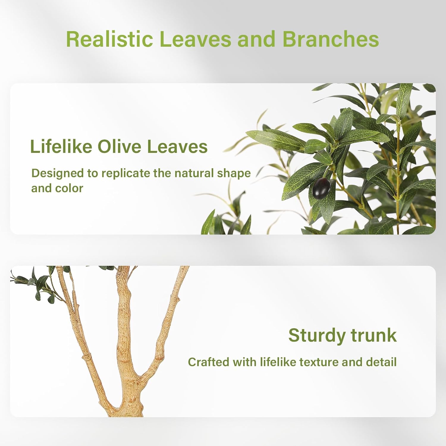 Detalle de FEELEAD 7 ft Faux Olive Tree with Planter, Adjustable Branches and Lifelike Leaves