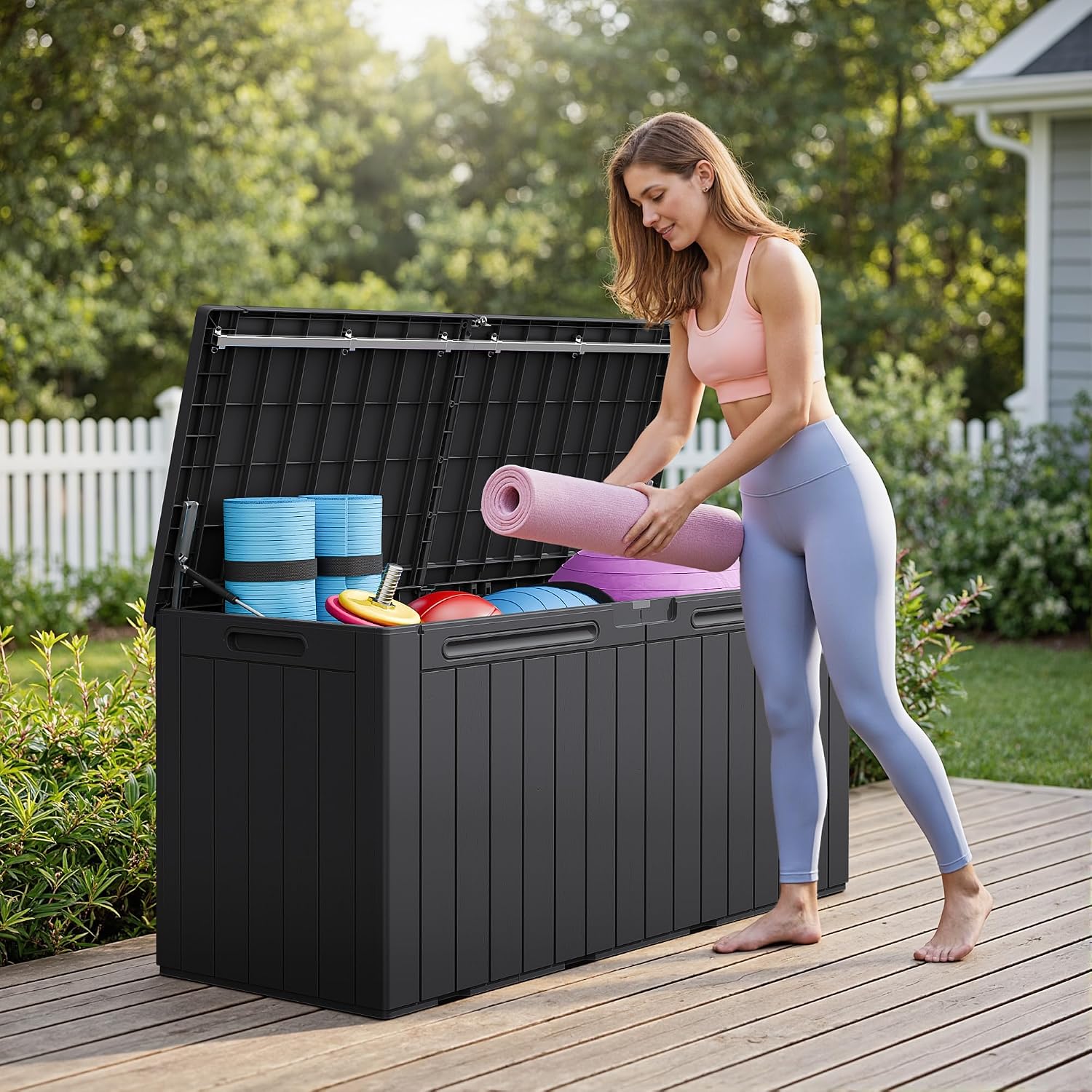 Thumbnail 4 de Greesum GS-PSB26 110-Gallon Outdoor Storage Box, Lockable Dark Black Deck Box