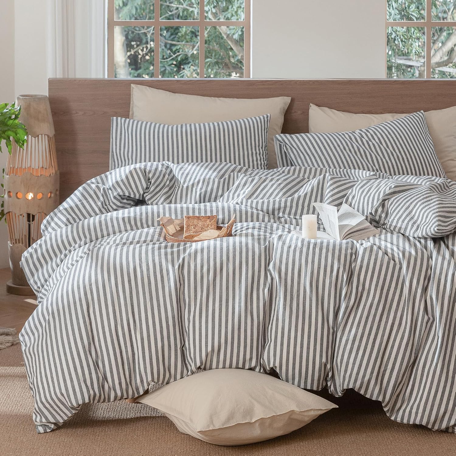 Detalle de MooMee Striped Duvet Cover Set 90x90 Queen