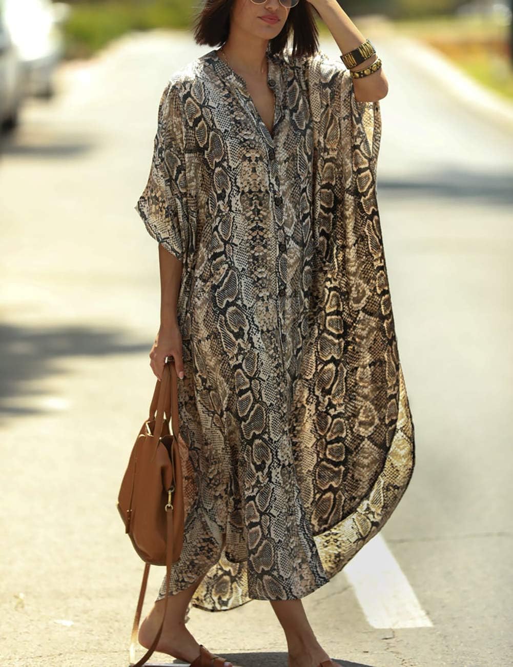 Detalle de Bsubseach women’s plus size beach shirt dress kaftan cover up with pockets