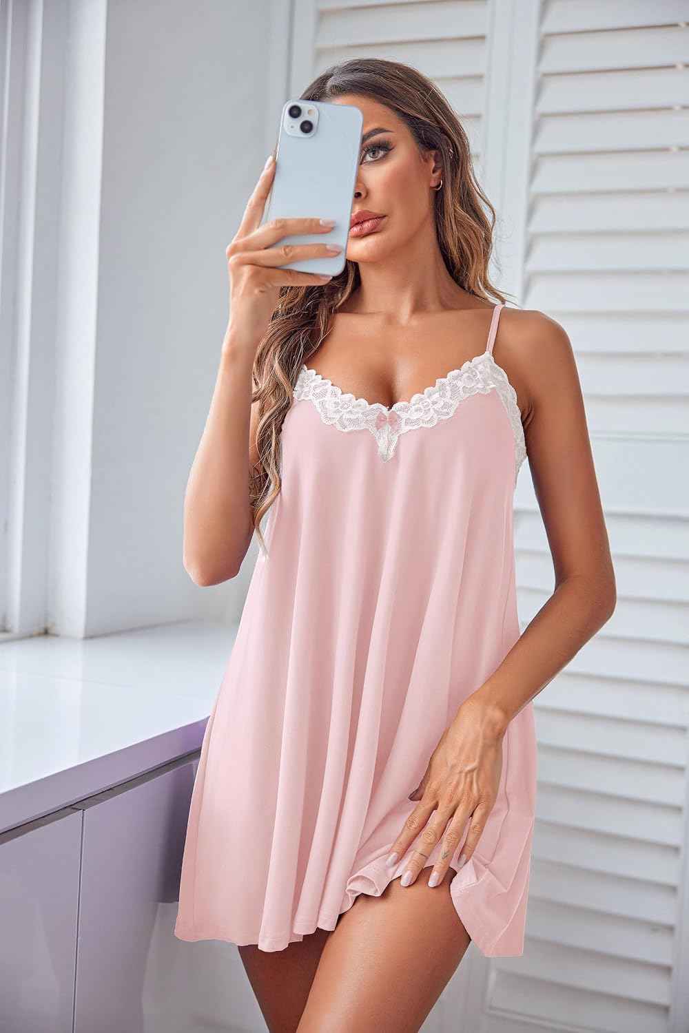 Detalle de Ekouaer Women's Nightgown S-XXL