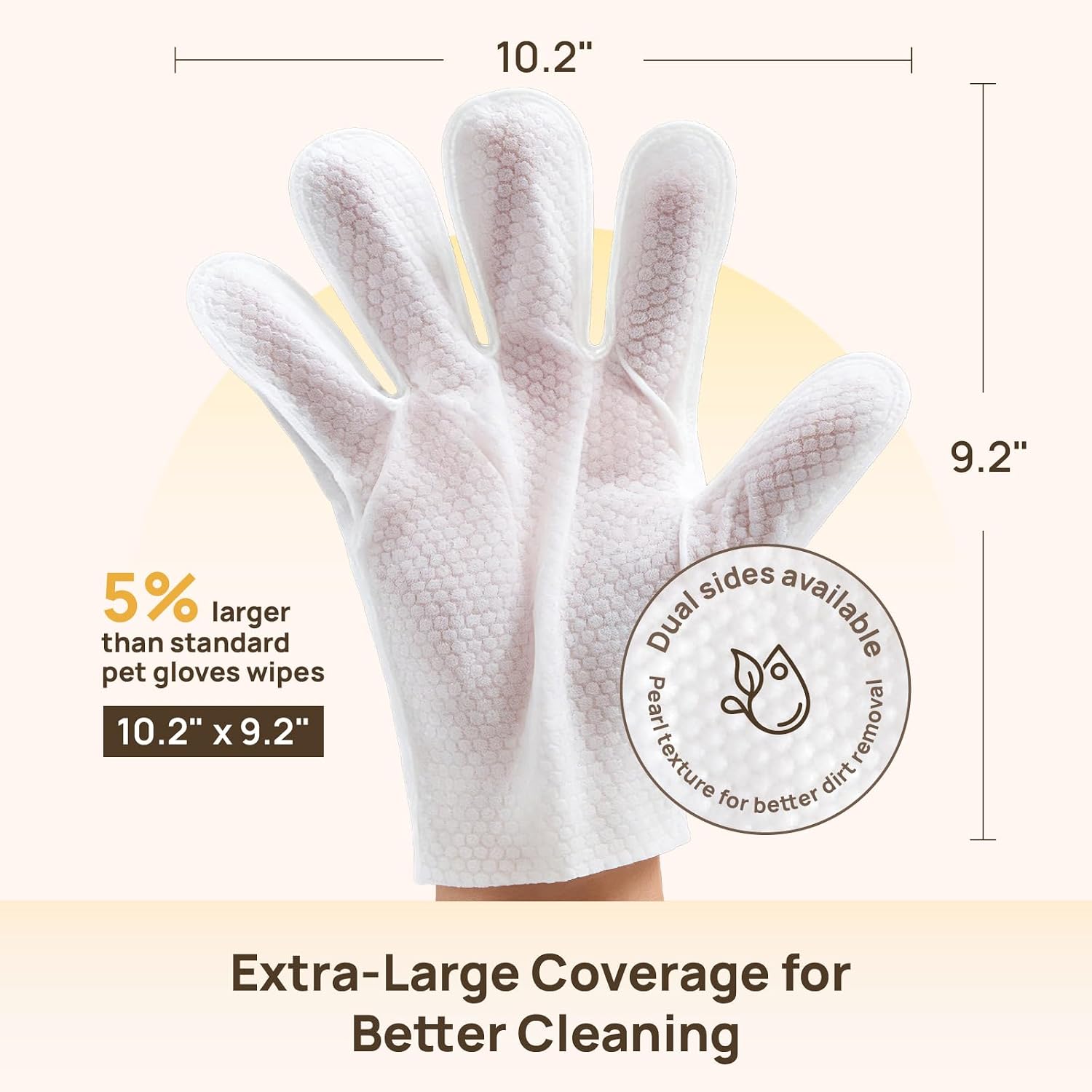 Detalle de HICC PET Grooming & Moisturising Glove Wipes for Dogs & Cats
