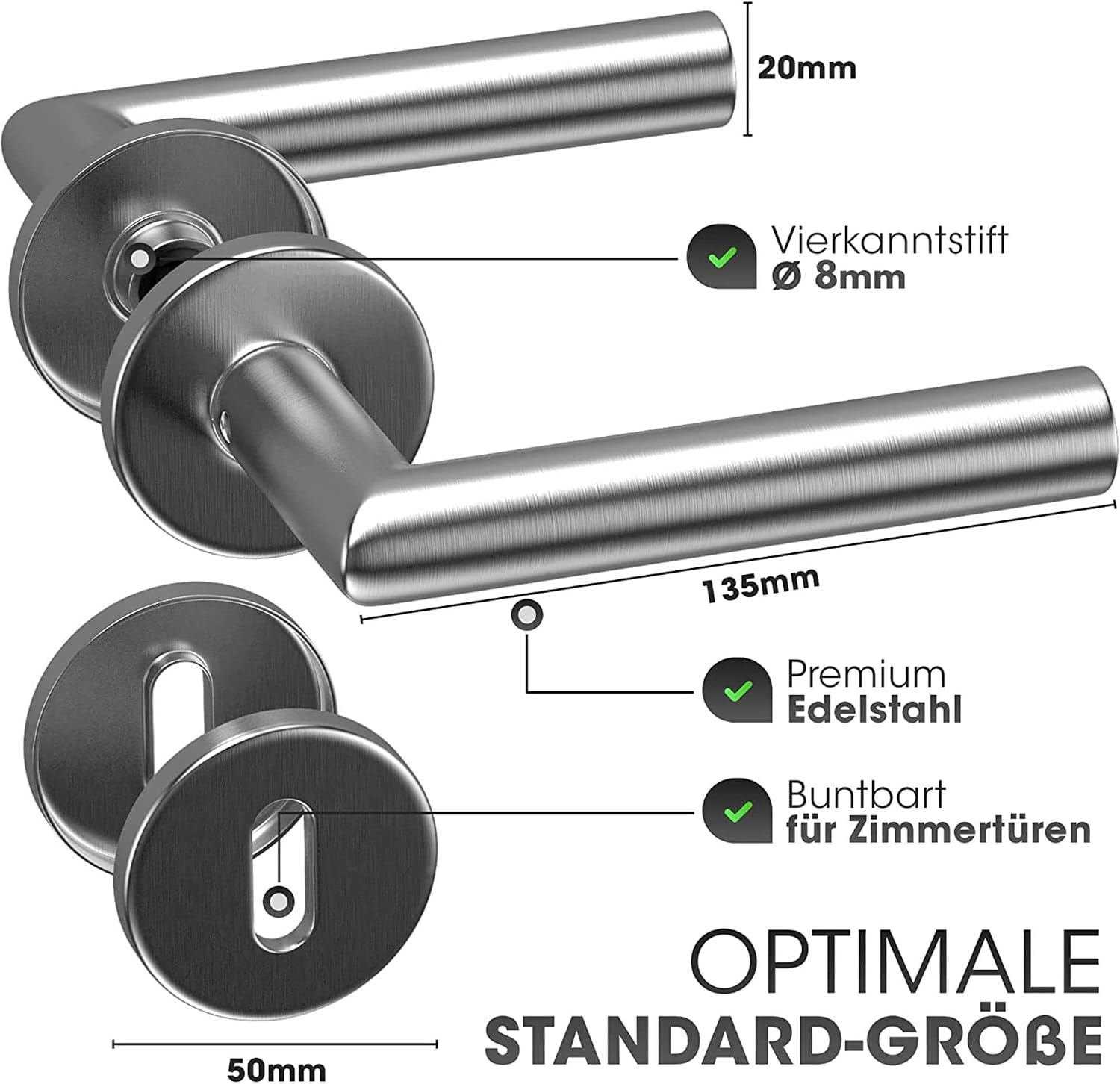 Thumbnail 1 de Vellure Türgriffe Innentüren Edelstahl – Komplettes Set mit Bohrschablone, matt, langlebig