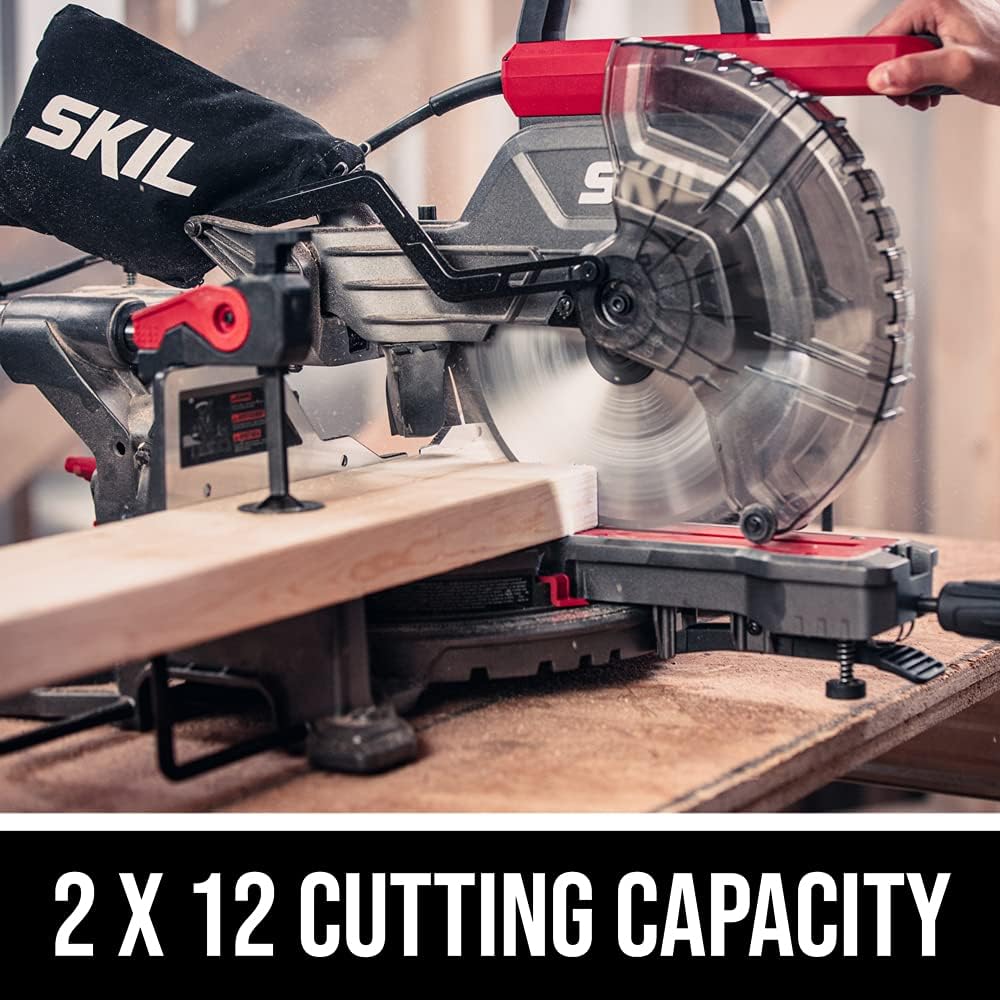 Detalle de SKIL MS6305-00 10-Inch Dual-Bevel Sliding Miter Saw with LED Shadow Line
