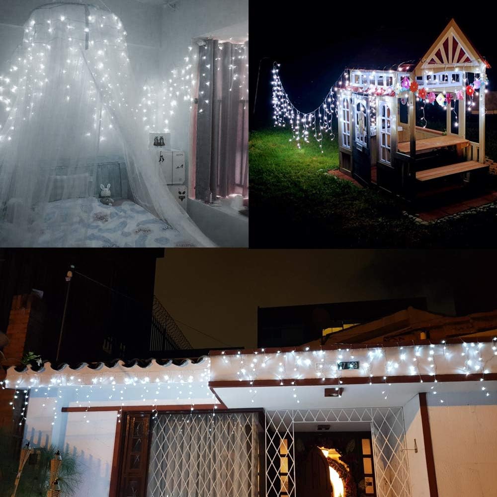 Thumbnail 6 de LYHOPE 432-LED Icicle Christmas Lights, 35.4ft, 8 Modes, White