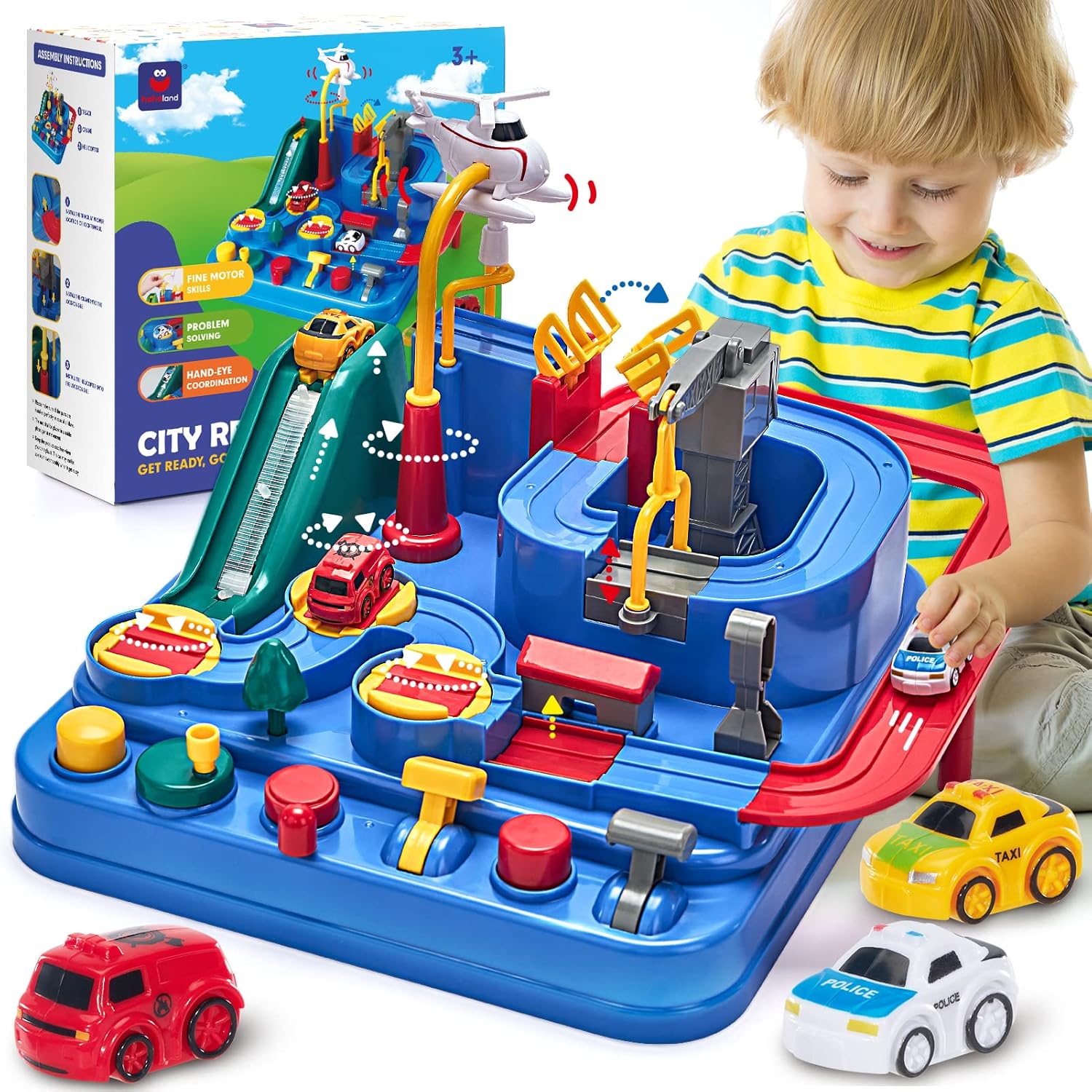 Detalle de Hahaland Kids Car Race Track for 3 Year Olds