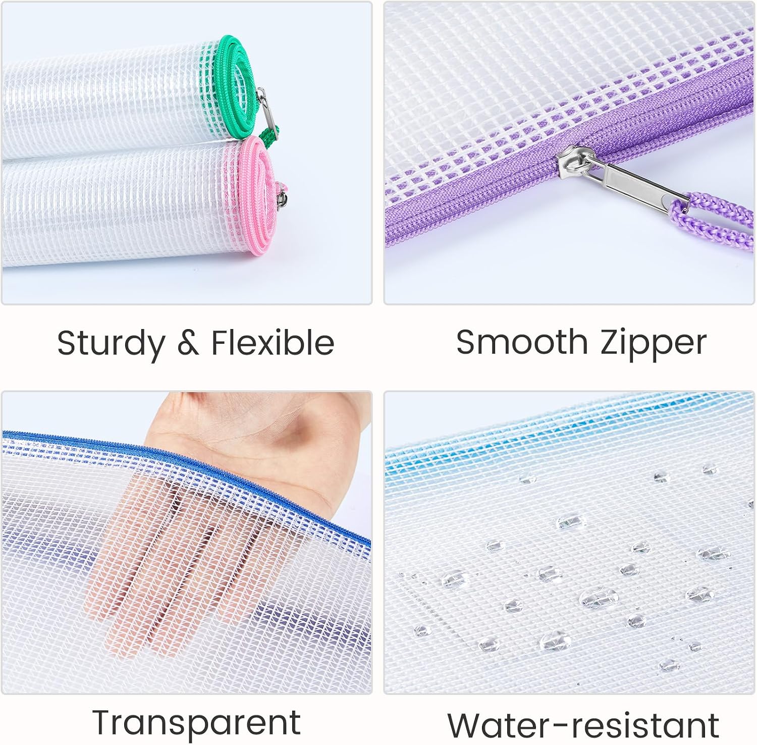 Detalle de Sooez Mesh Zipper Pouches, 24-Pack