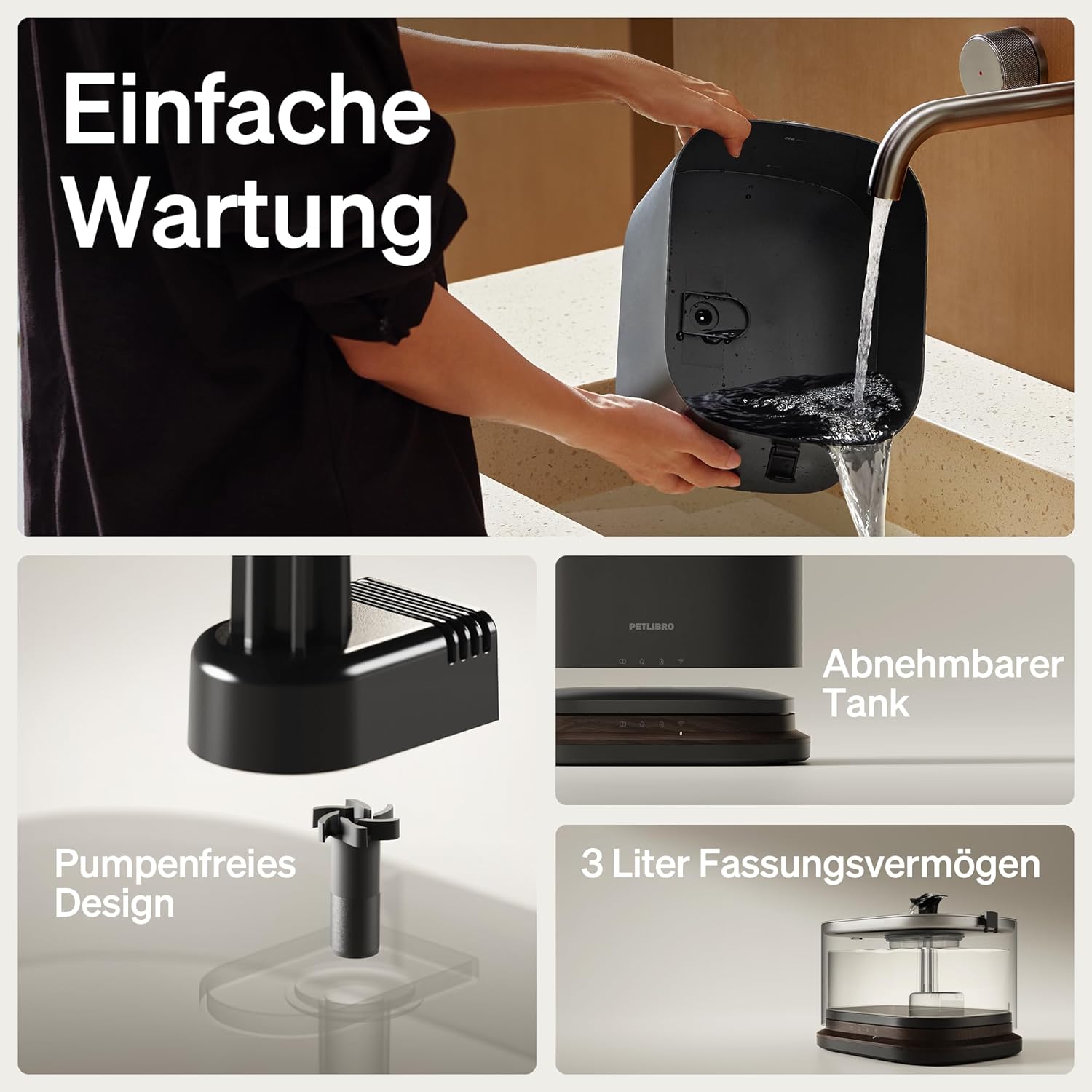 Detalle de PETLIBRO Dockstream 2 Katzenbrunnen 3L 🐱