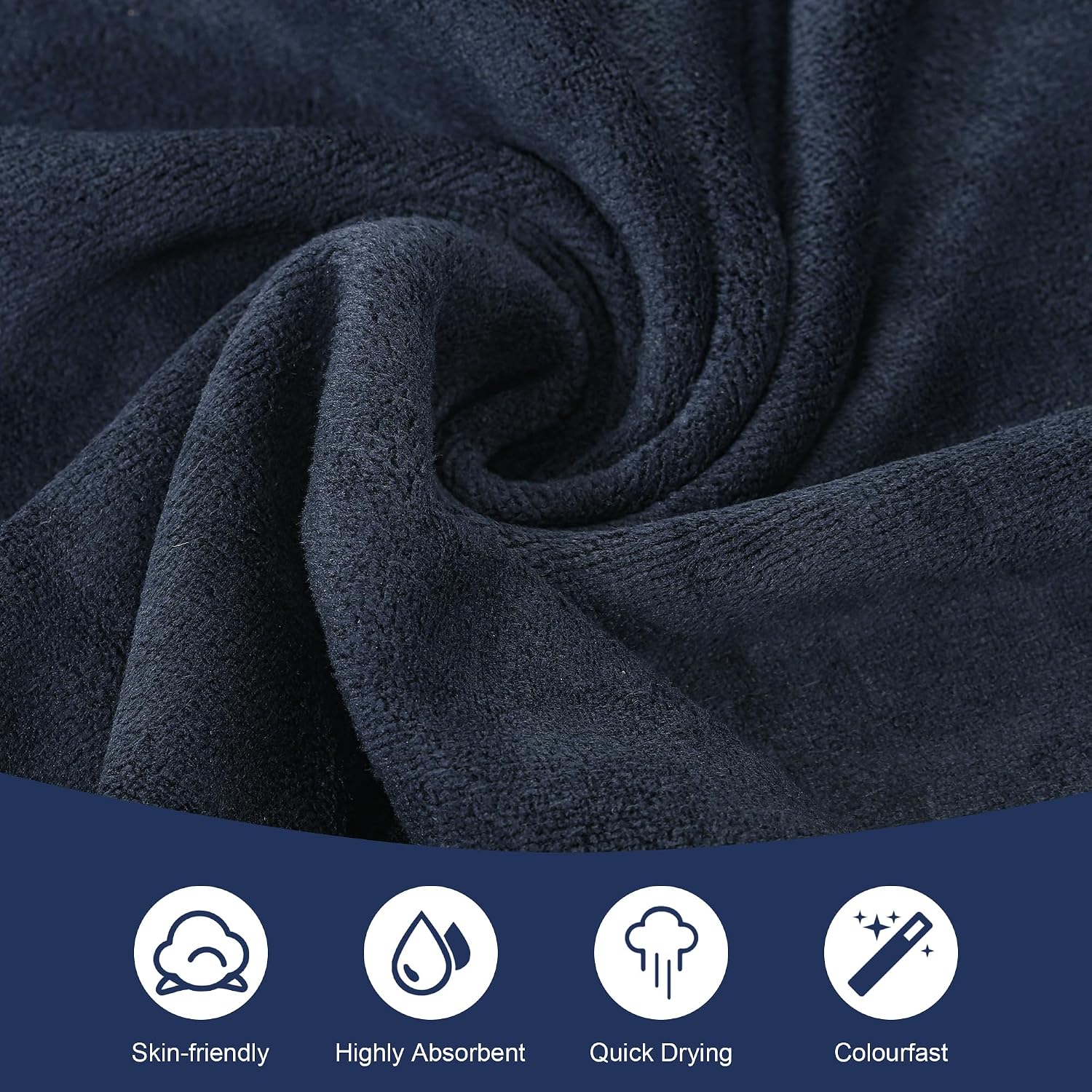 Thumbnail 2 de 2 Pezzi Asciugamano Palestra Microfibra 100x50 cm – Pelle-friendly, Nero