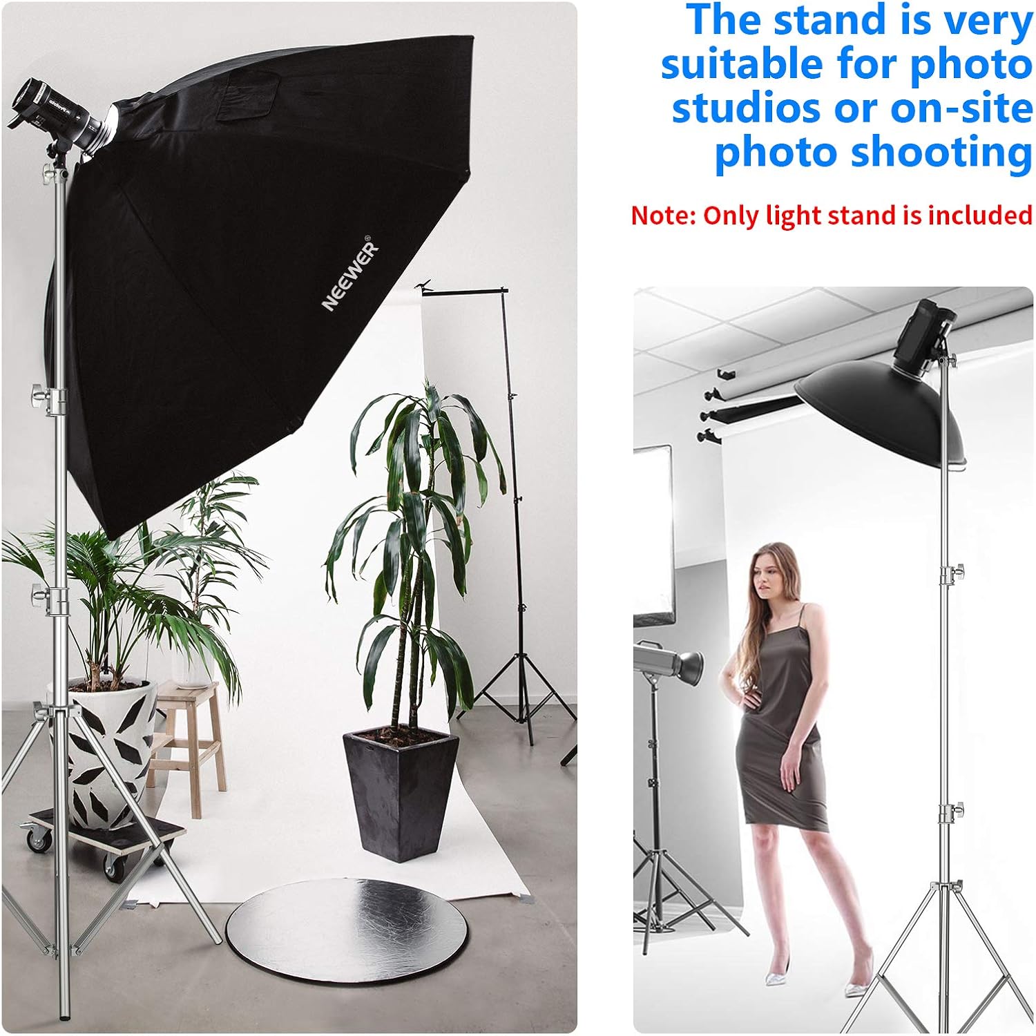 Thumbnail 6 de NEEWER 118\"/3m Stainless Steel Light Stand with Spring Cushion + 1/4\" to 3/8\" Universal Adapter