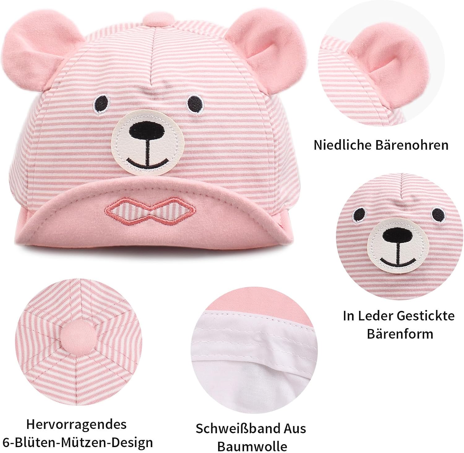 Detalle de Pesaat Baby Baseball Cap 3-18 Monate – UV-Schutz, verstellbare Klettverschluss-Baby-Cap aus Baumwolle