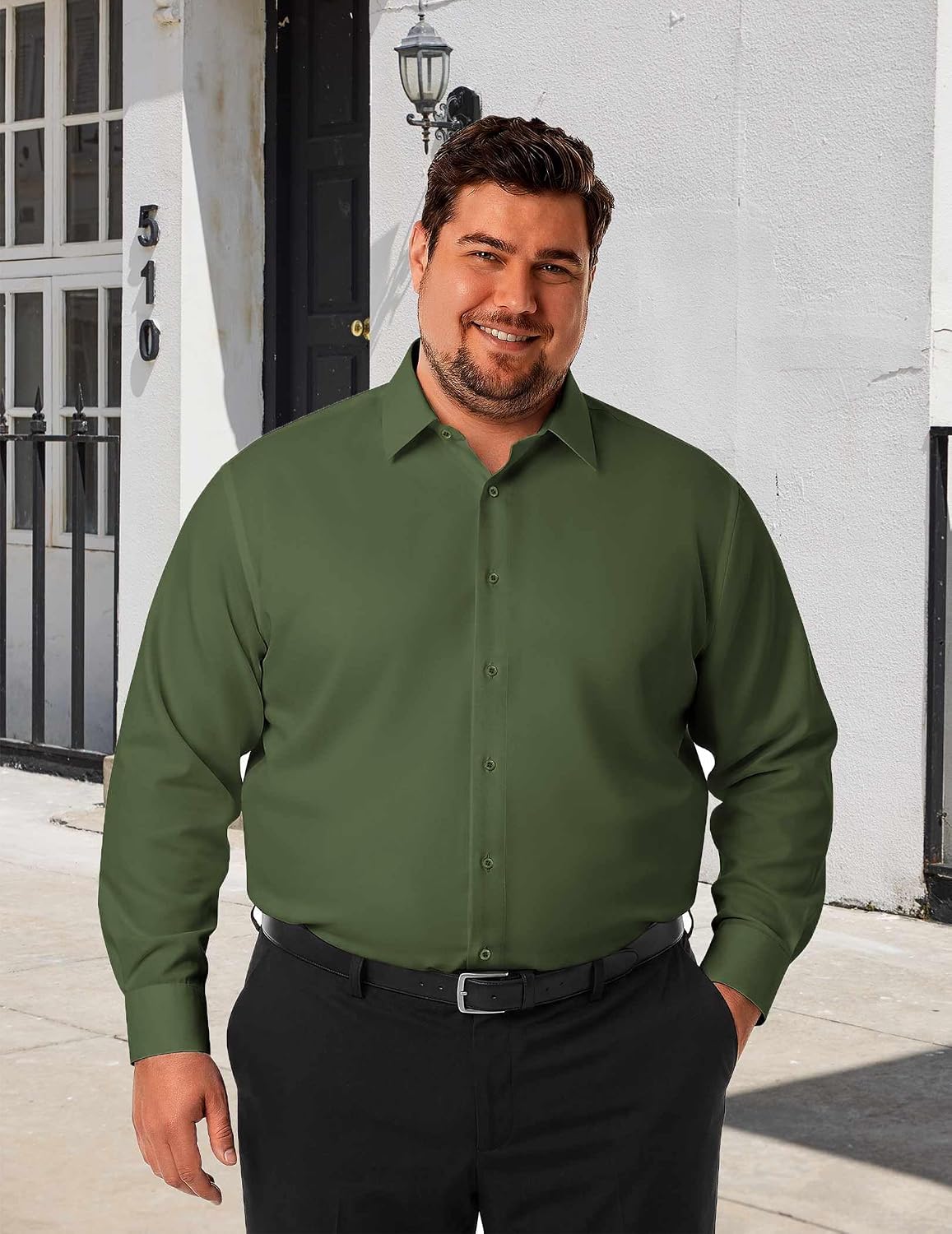 Detalle de COOFANDY Big and Tall Dress Shirt, Polyester-Spandex Blend