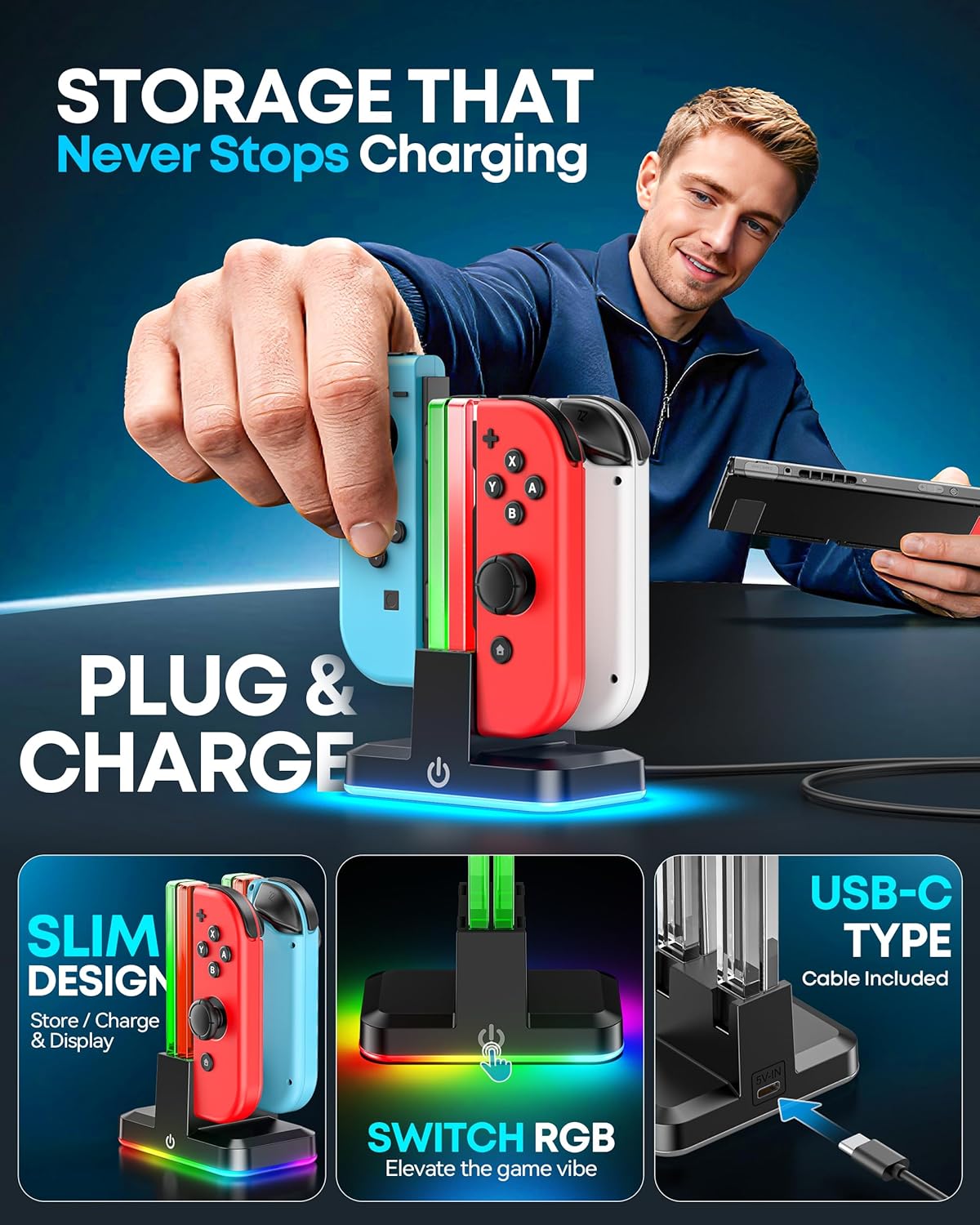 Thumbnail 3 de Joy-Con charging dock with RGB lights
