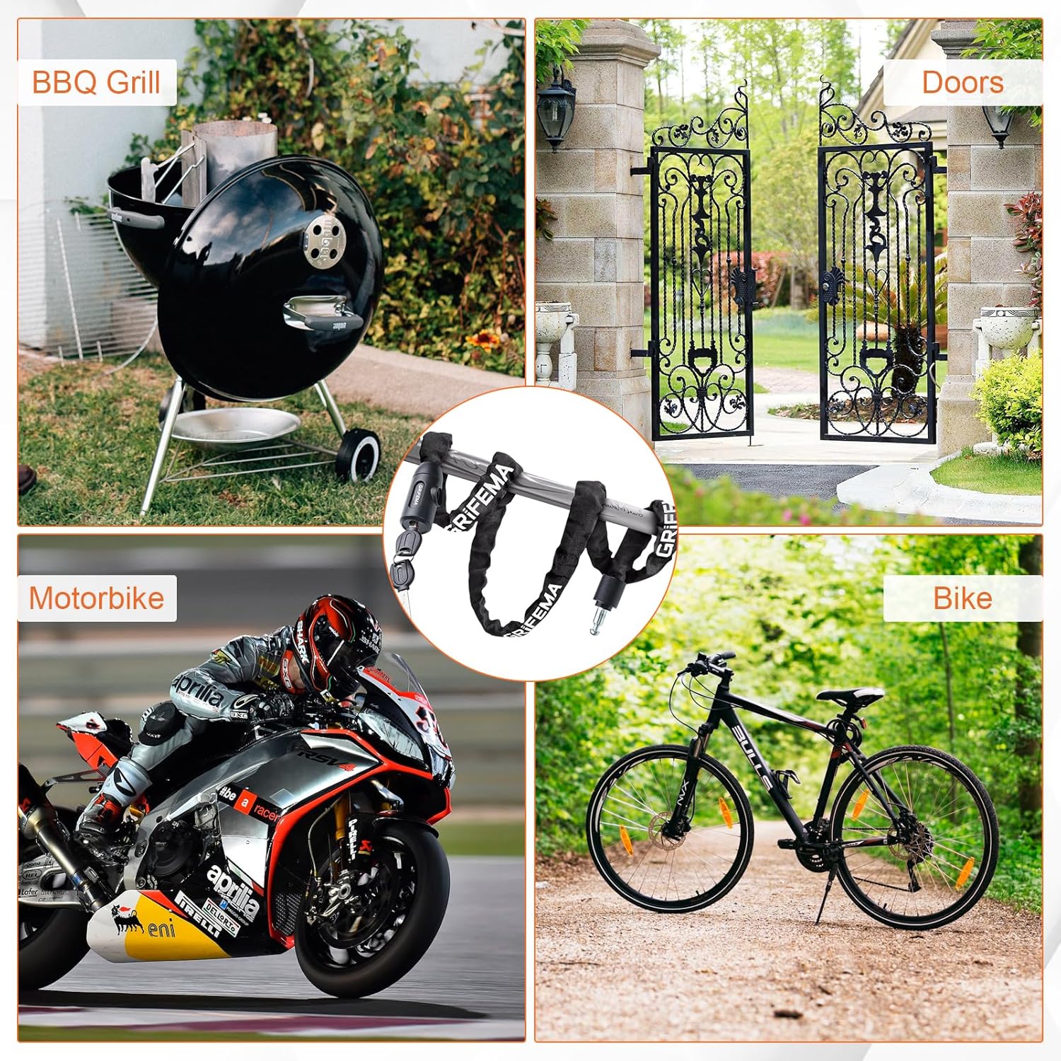 Thumbnail 6 de GRIFEMA GA1201-12 Bike Locks High Security with 2 Keys – 120cm Chain Lock