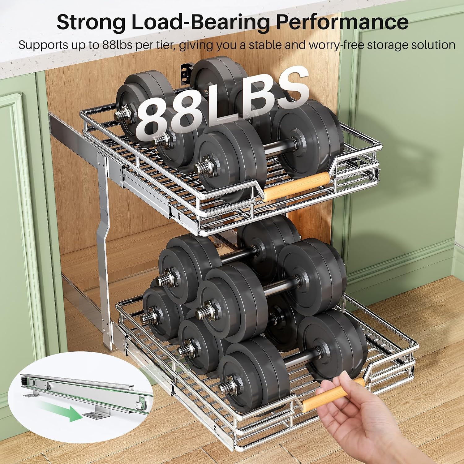 Thumbnail 5 de Pull Out Cabinet Organizer 2-Tier 23W x 21D