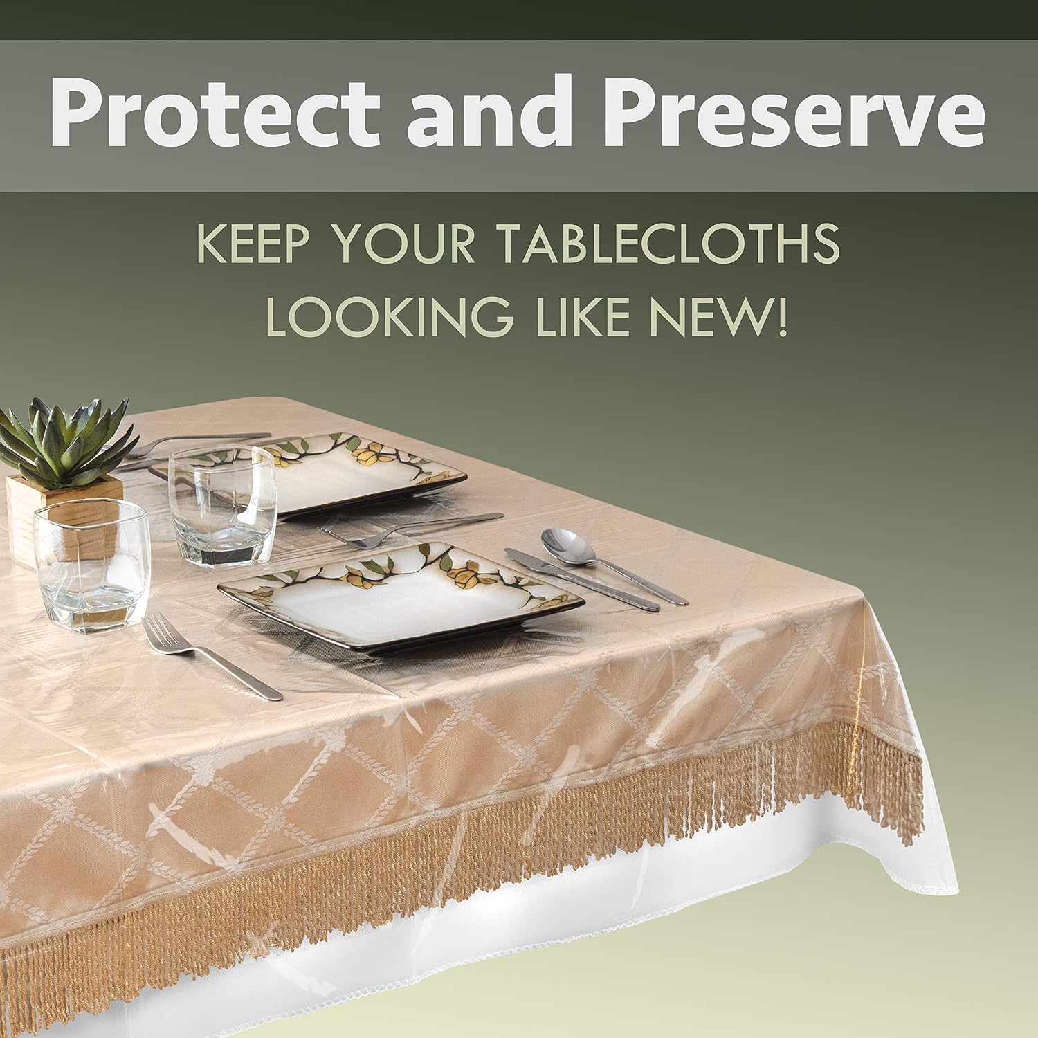 Thumbnail 1 de Elaine Karen Clear Plastic Table Cover Protector (100% Waterproof) 54" x 78" Rectangle
